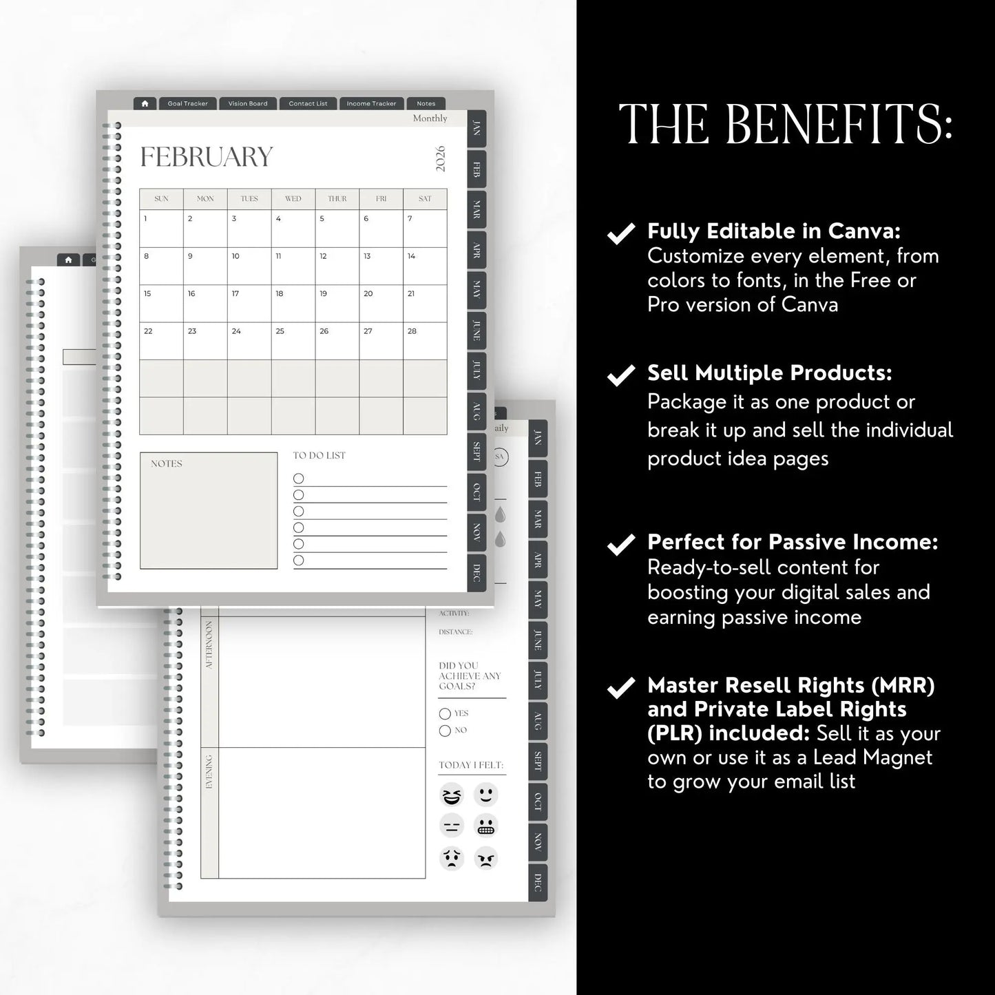 2026 Digital Planner Hyperlinked | Canva Editable with MRR + PLR Resell Rights Boundless PLR