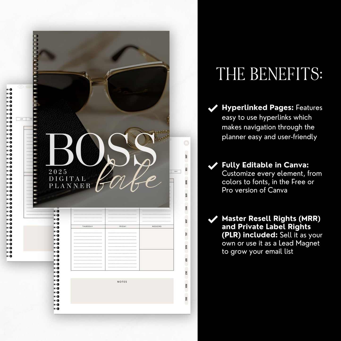 2025 Boss Babe Digital Planner | Hyperlinked Canva Template
