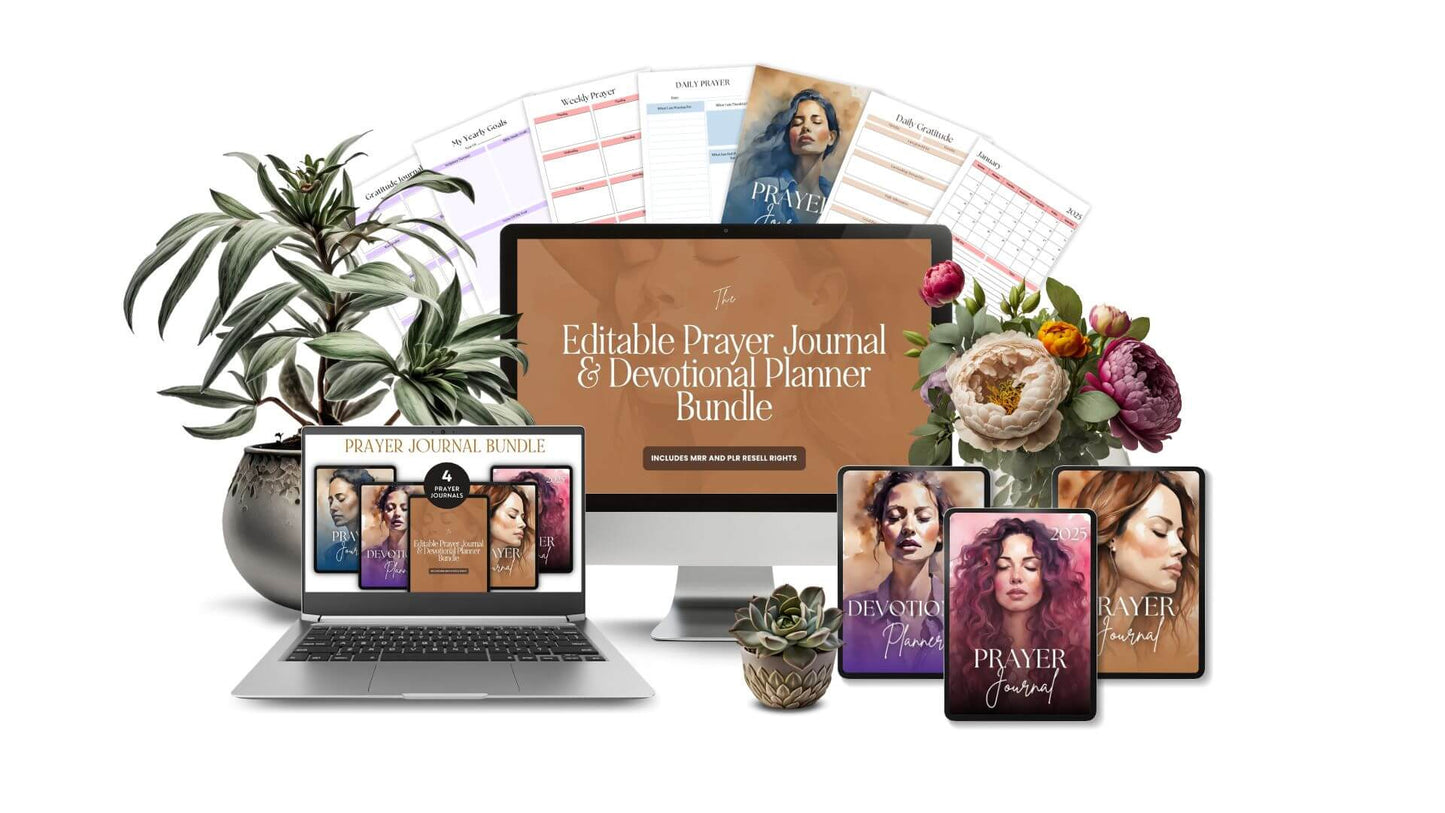 Prayer Journal Bundle | PLR & MRR Resell Rights | Canva Editable Boundless PLR