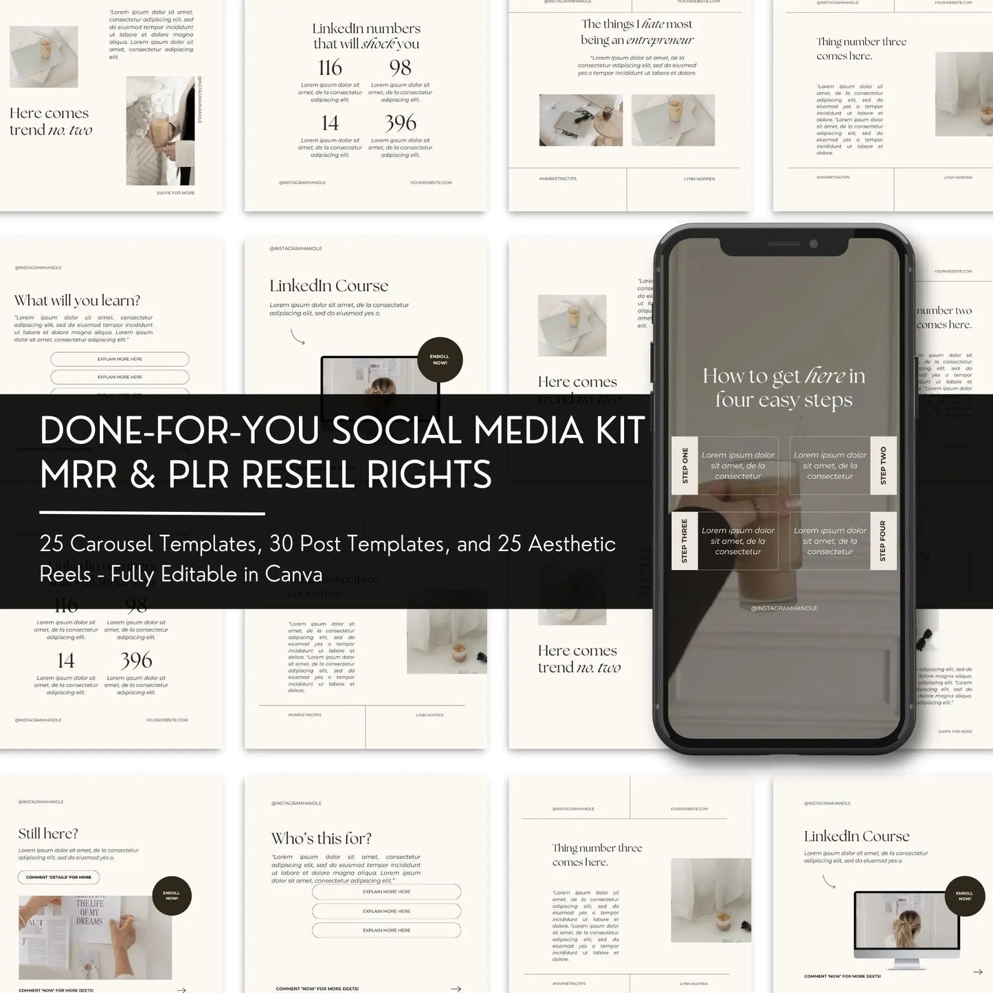 Done-for-You Social Media Kit – MRR & PLR Resell Rights | 80+ Editable Canva Templates for Instagram Posts & Reels