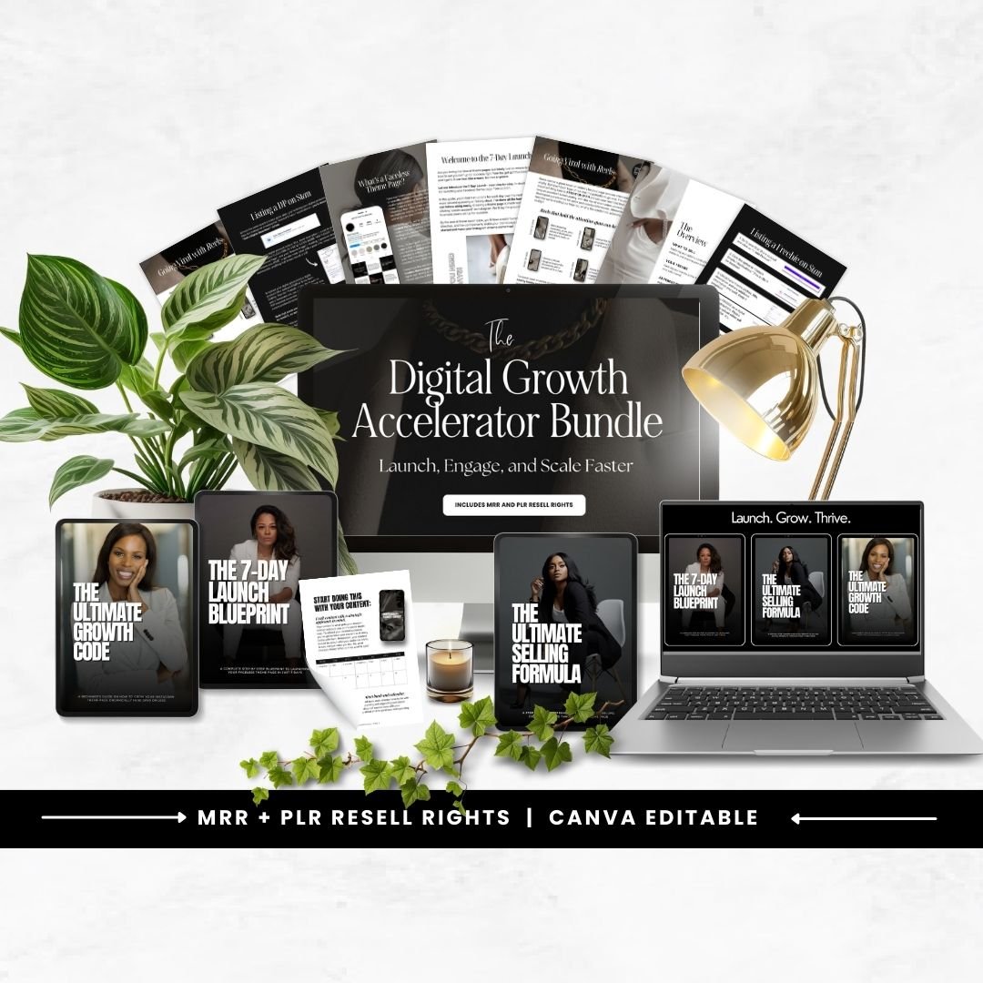 Digital Growth Accelerator Bundle | 7-Day Launch Blueprint | Email Marketing Templates | Instagram Growth Guide | PLR & MRR