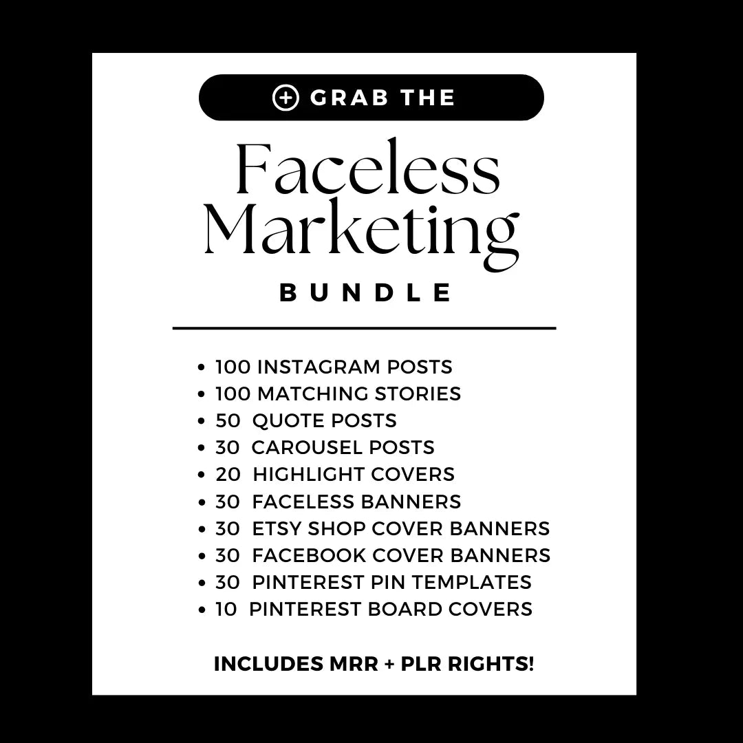 Faceless Marketing Bundle, Canva Editable Templates with MRR & PLR Resell Rights + 6 Bonuses!, PLR Bundles, Boundless PLR