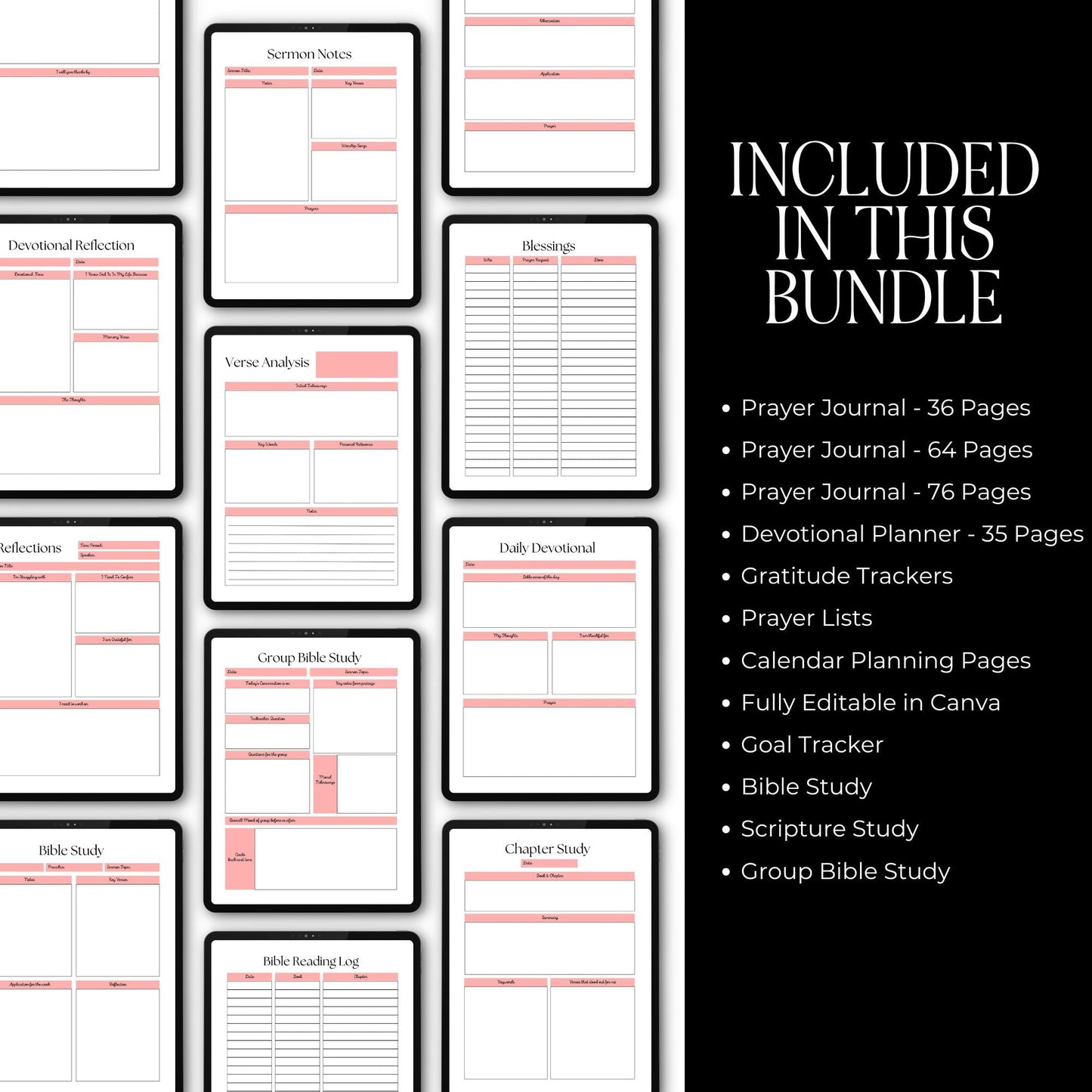 PLR MRR Prayer Journal & Planner Bundle | Black Girl Planner | Resell Rights | Canva Editable Boundless PLR