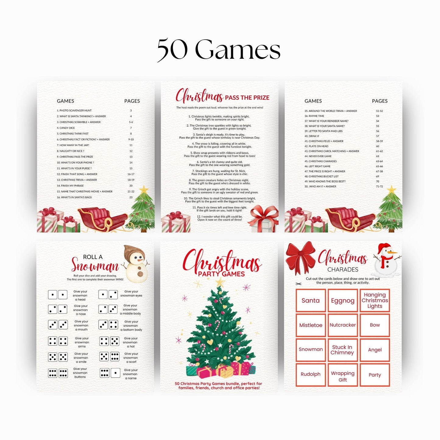 50 Christmas Party Games Bundle | Editable MRR PLR Digital Product - PLR Canva Template - Boundless PLR