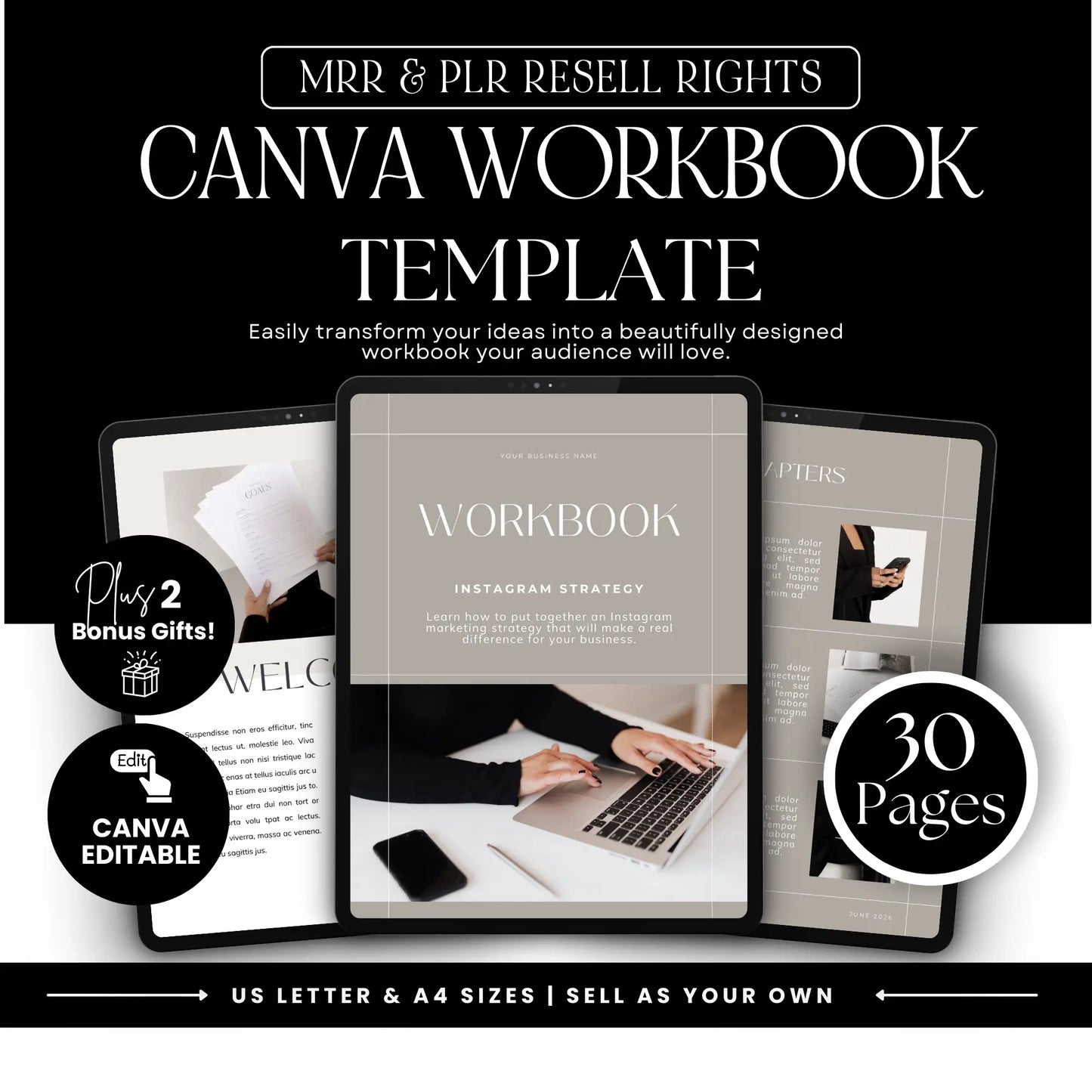 Canva workbook template, Editable workbook template, Digital workbook template, PLR workbook template, MRR workbook template, Resellable workbook template, Coaching workbook template, Course workbook template, Lead magnet template, Business planner template, Done-for-you workbook, Customizable workbook Canva, Entrepreneur workbook template, Client workbook template, Digital product template