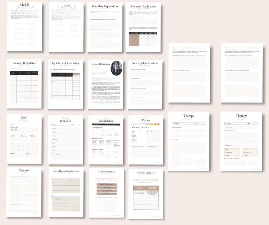 Healthy Boundaries eBook & Workbook | Editable PLR & MRR Bundle - Self Improvement & Mindset - Canva Template - Boundless PLR