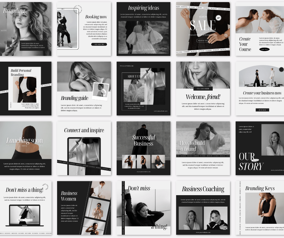 a large group of black and white images
