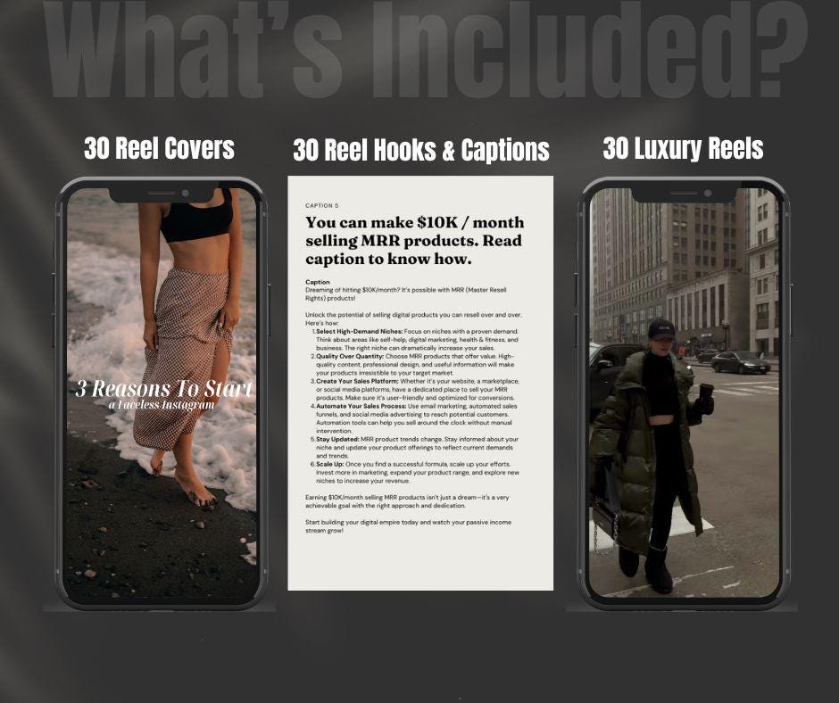 Reel Ready: Instagram Hooks, Captions & Covers | Editable PLR & MRR - DFY Reels - Master Resell Rights - Boundless PLR