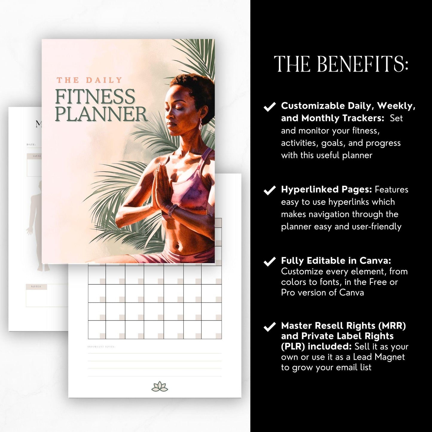 Canva Editable Fitness Planner | PLR & MRR Digital Product