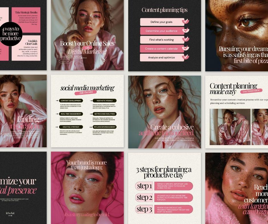 60 Elevated Chic Social Media Templates – Fully Editable in Canva with PLR & MRR - Instagram Template - Boundless PLR