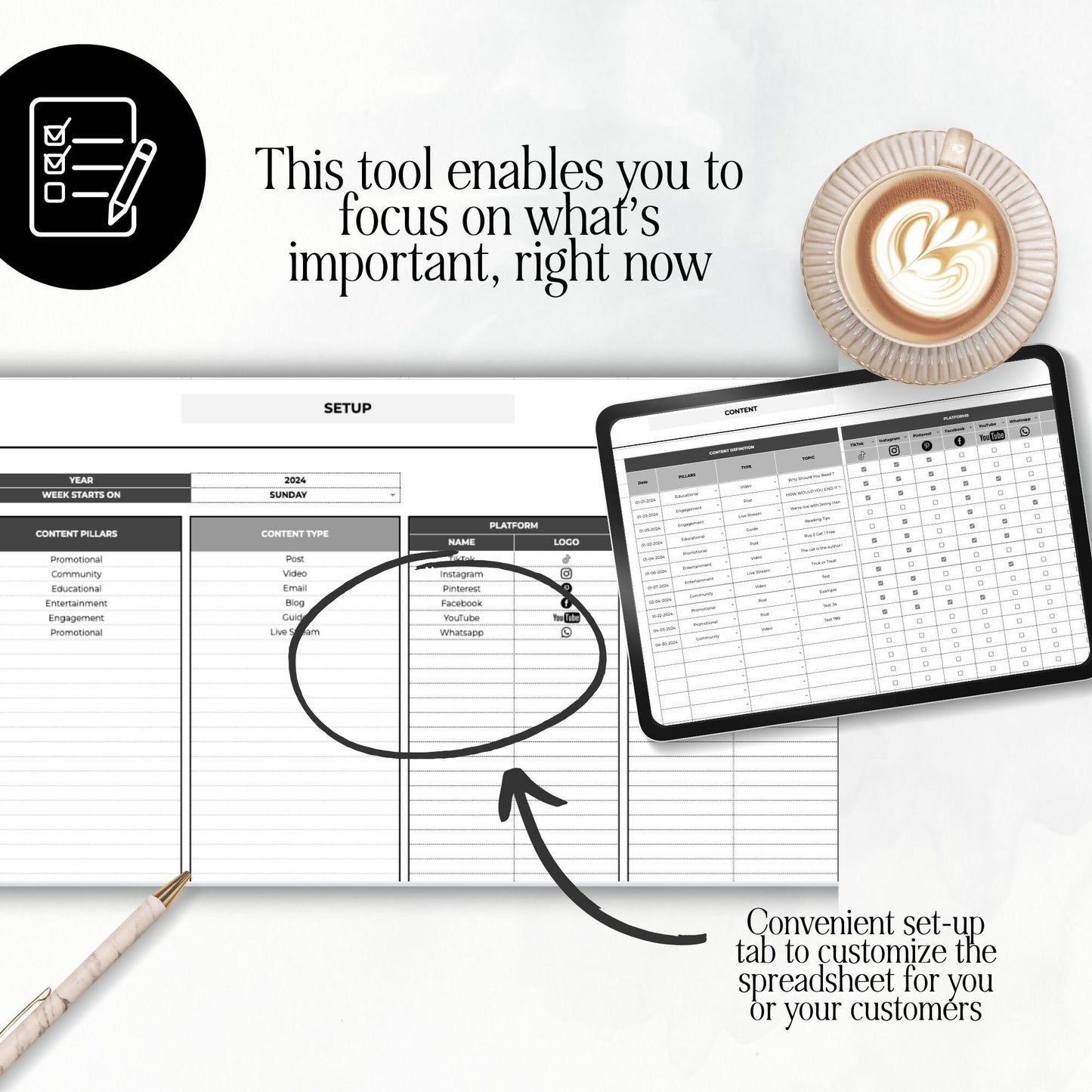Social Media Content Calendar Template for Google Sheets with PLR & MRR