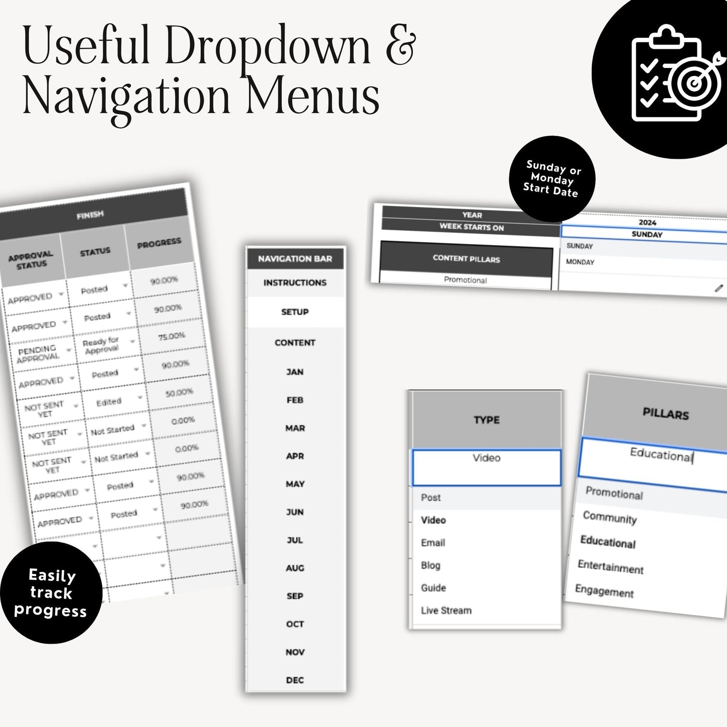 Social Media Content Calendar Template for Google Sheets with PLR & MRR