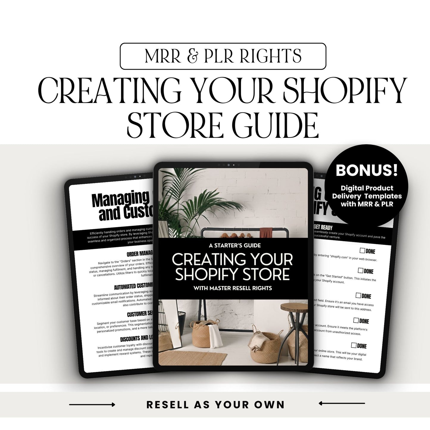 Launch Your Shopify Store Guide - Generate Passive Income - Canva Template with MRR + PLR