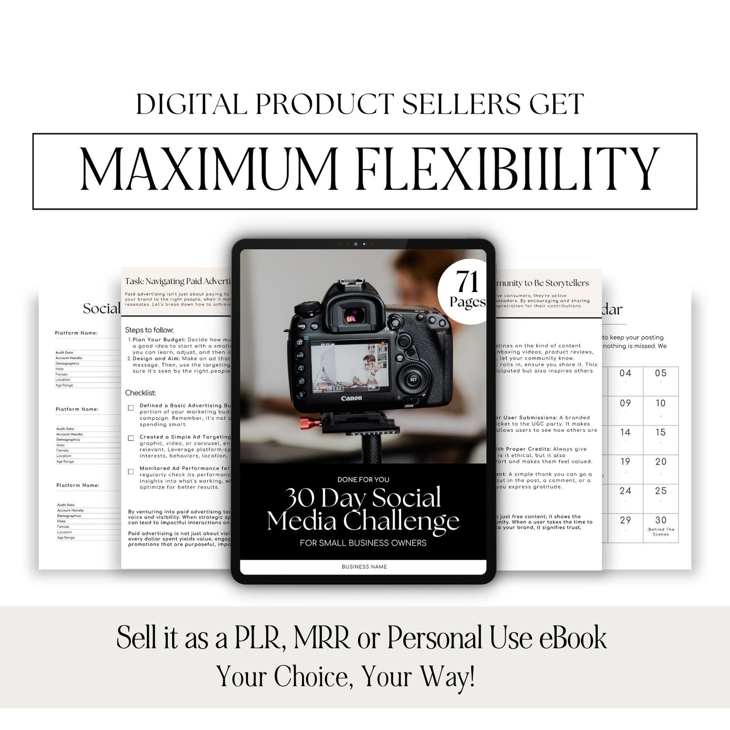 30-Day Social Media Challenge Guide | MRR & PLR Digital Product