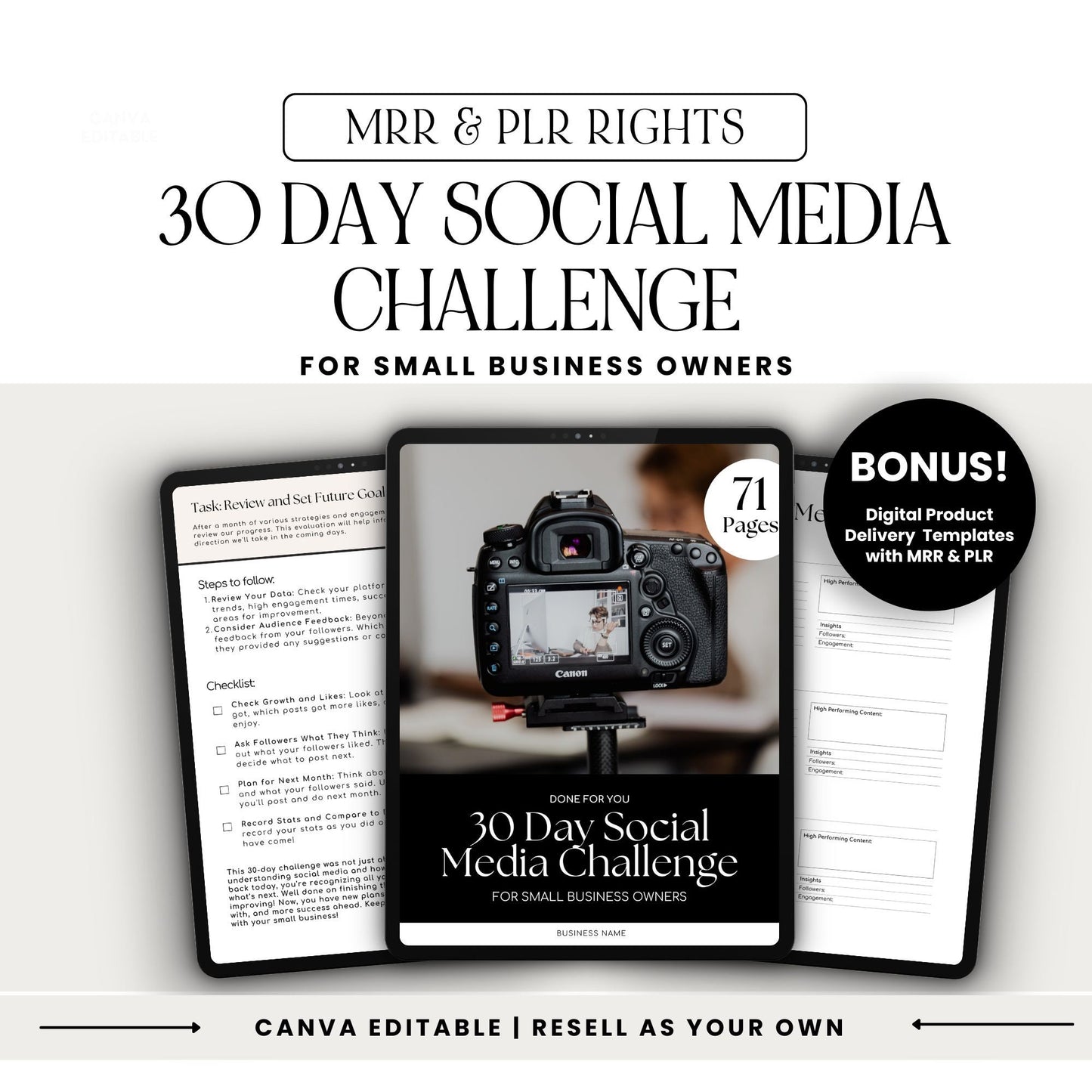 30-Day Social Media Challenge Guide | MRR & PLR Digital Product