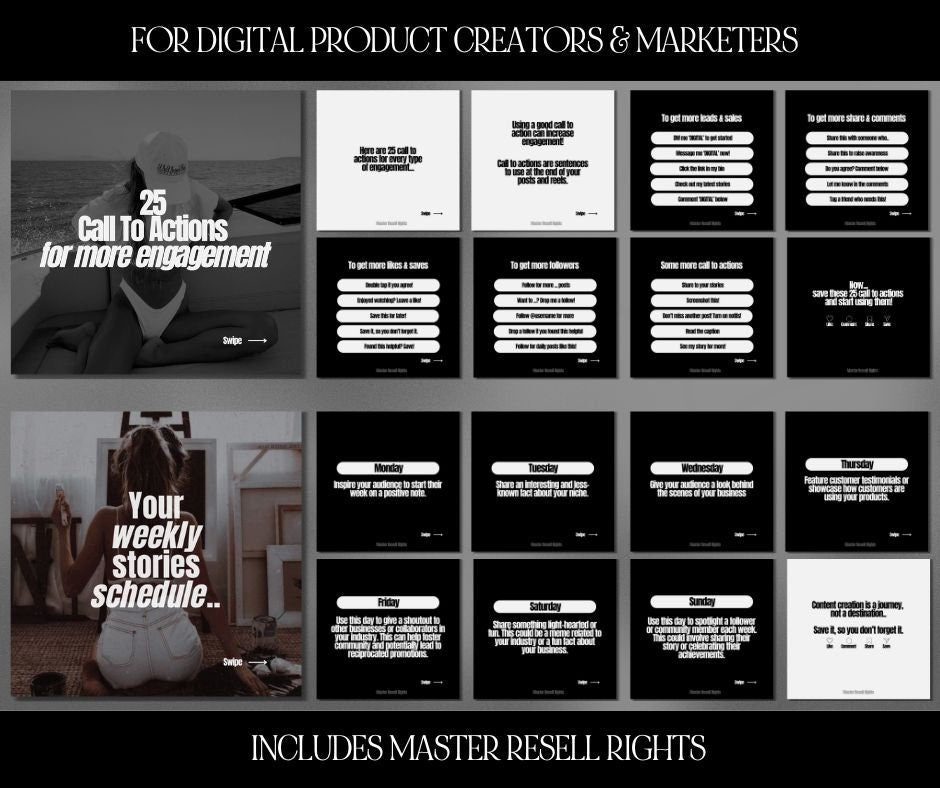 30 Days of Digital Marketing Carousels Bundle - PLR & MRR