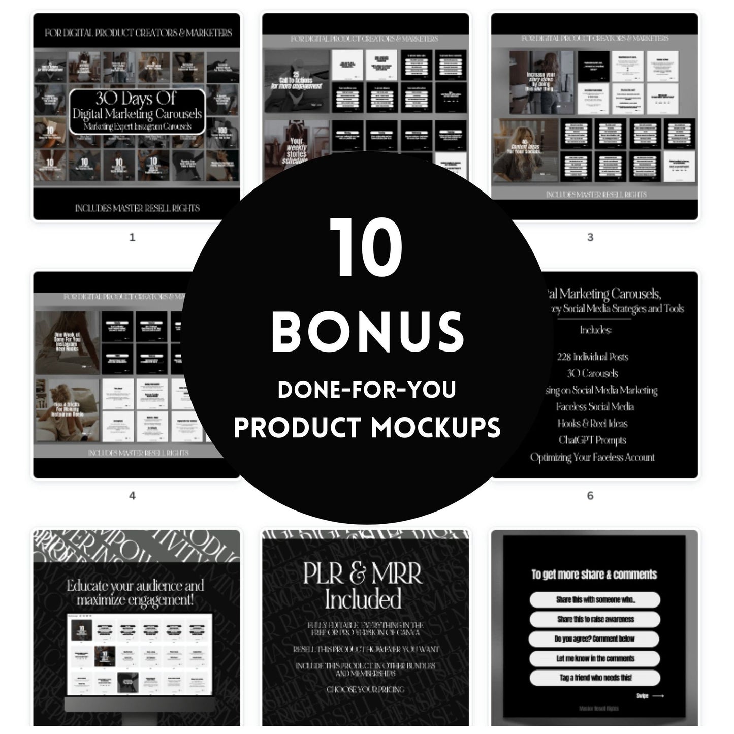 30 Days of Digital Marketing Carousels Bundle - PLR & MRR