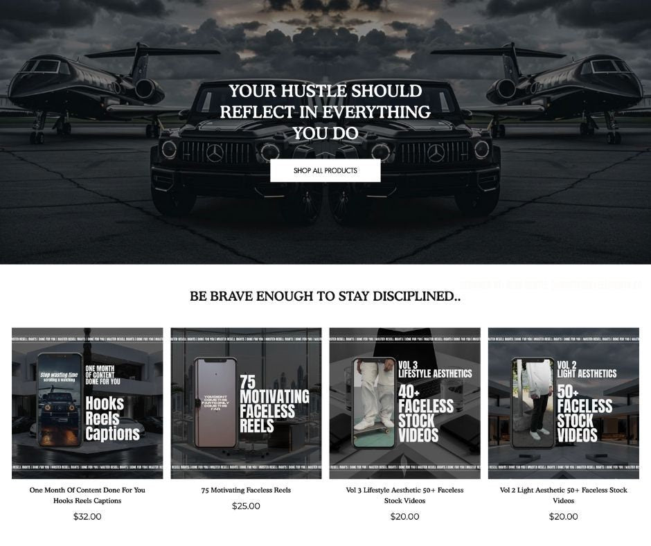 Shopify Theme with MRR - Website for Digital Products and Faceless Marketing for Men - Boundless PLR