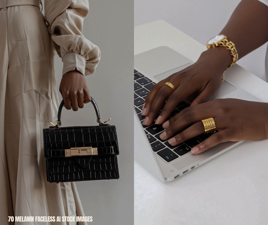 70 Luxury Melanin Faceless AI Stock Images Bundle with MRR & PLR - Boundless PLR