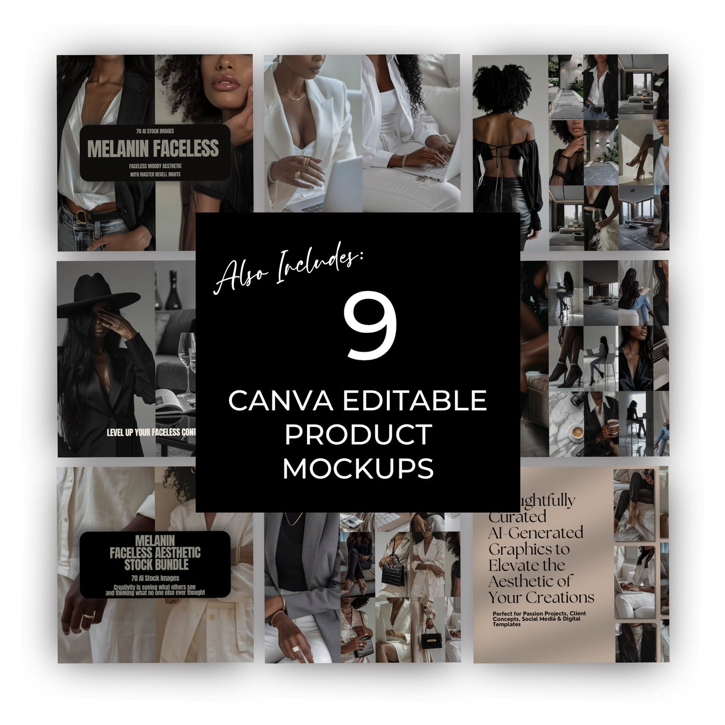 70 Luxury Melanin Faceless AI Stock Images Bundle with MRR & PLR - Boundless PLR