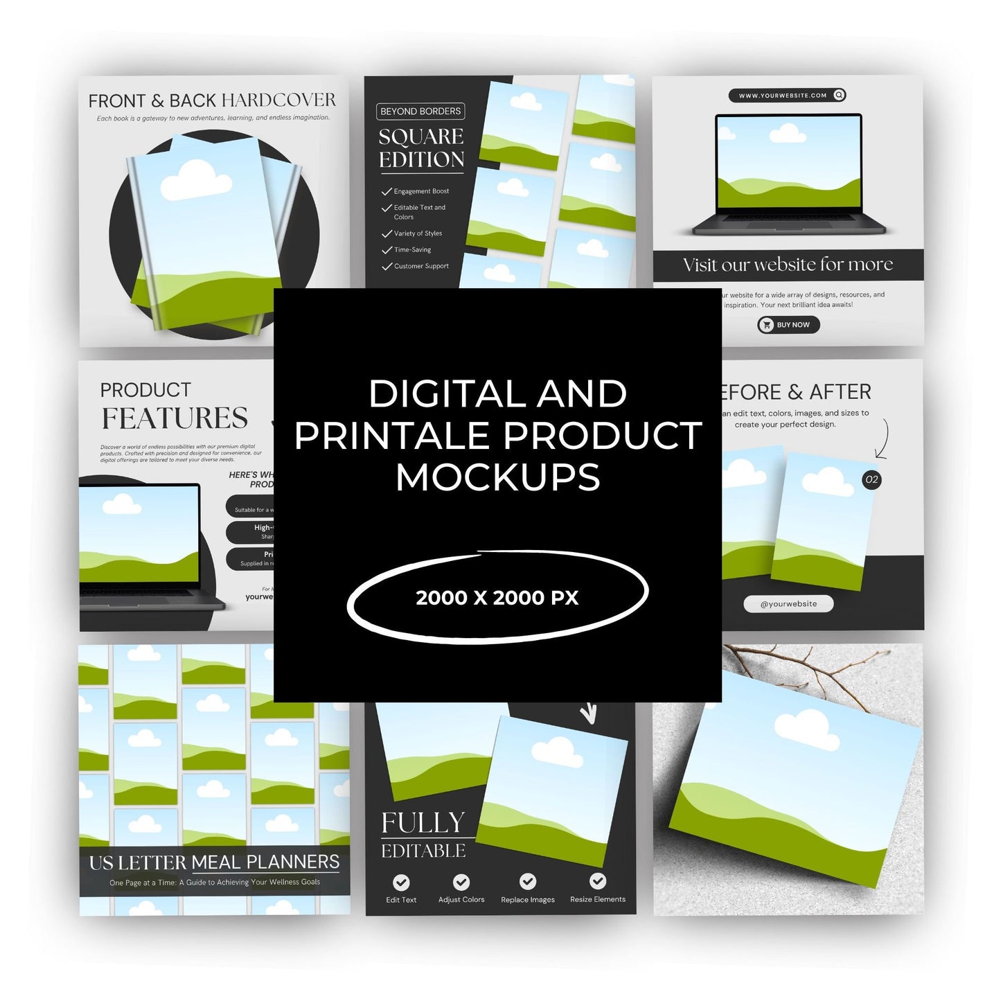 106 Digital Mockups & Etsy Banner Templates with Resell Rights | Canva Editable - Boundless PLR