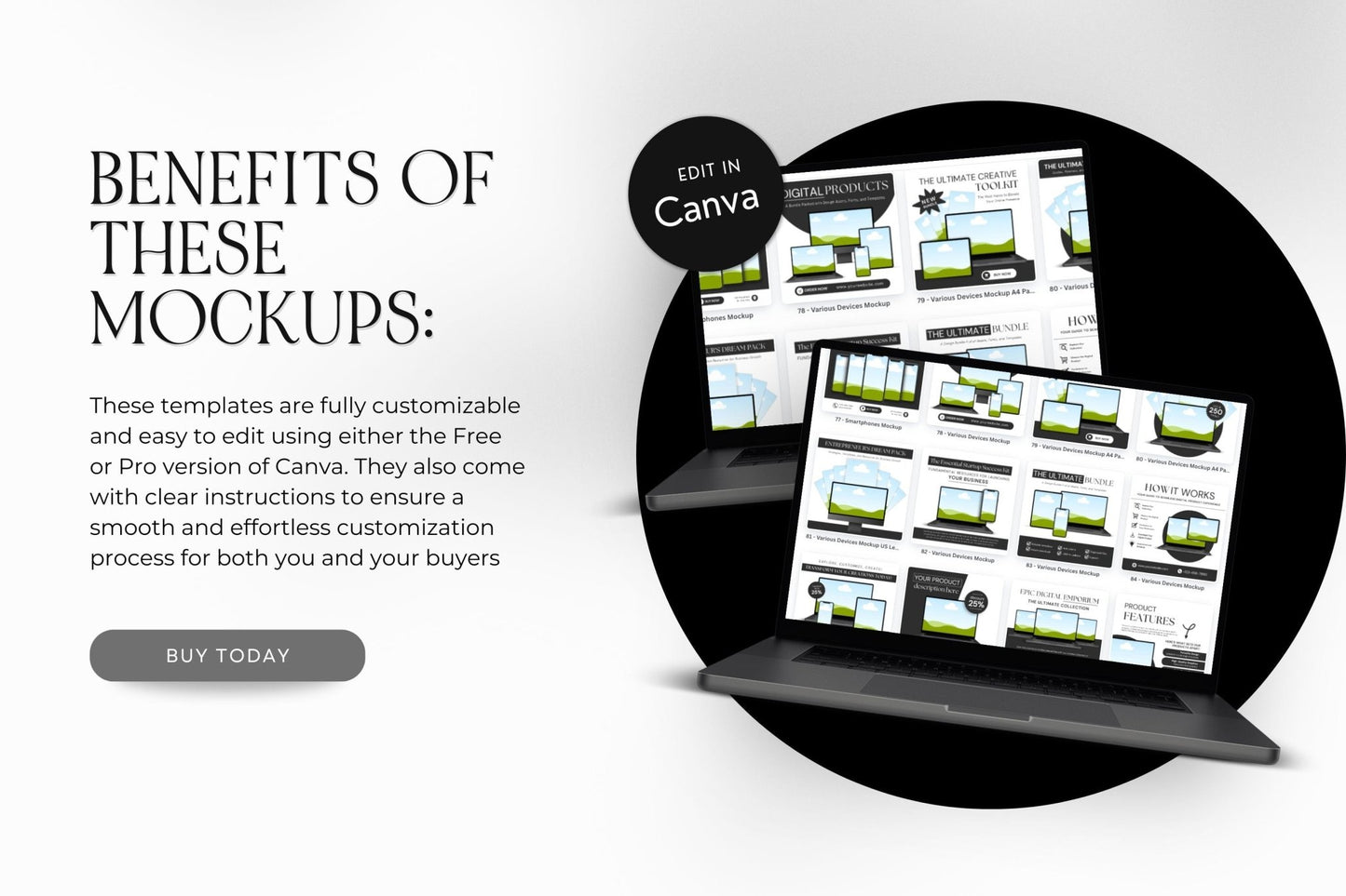 106 Digital Mockups & Etsy Banner Templates with Resell Rights | Canva Editable - Boundless PLR