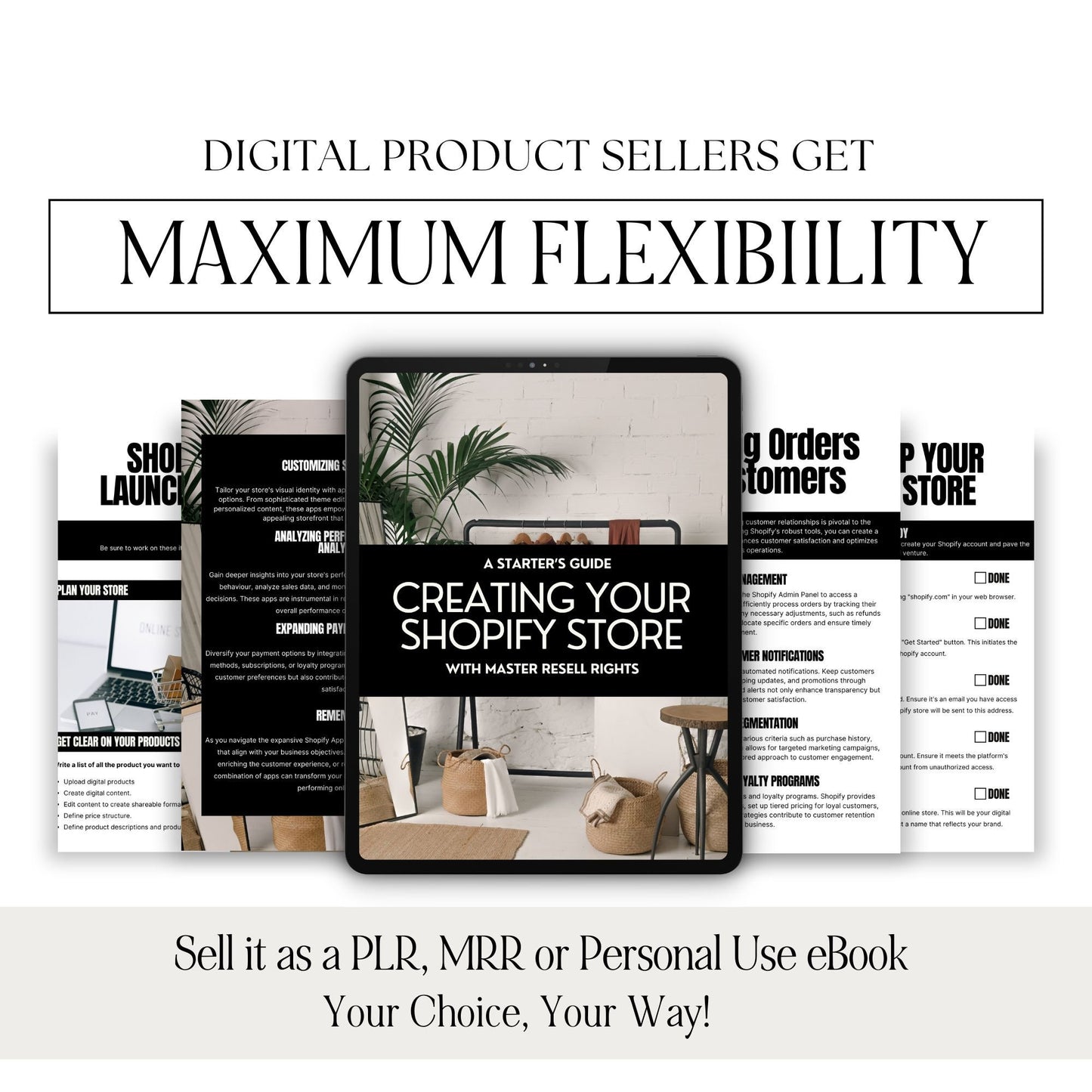 Launch Your Shopify Store Guide - Generate Passive Income - Canva Template with MRR + PLR