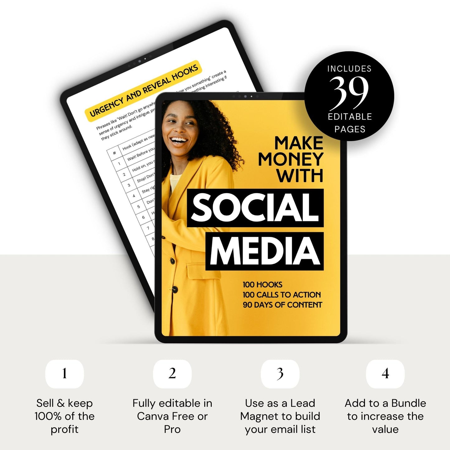 Social Media Content Guide | 39-Page Editable Canva Template with PLR & MRR Boundless PLR