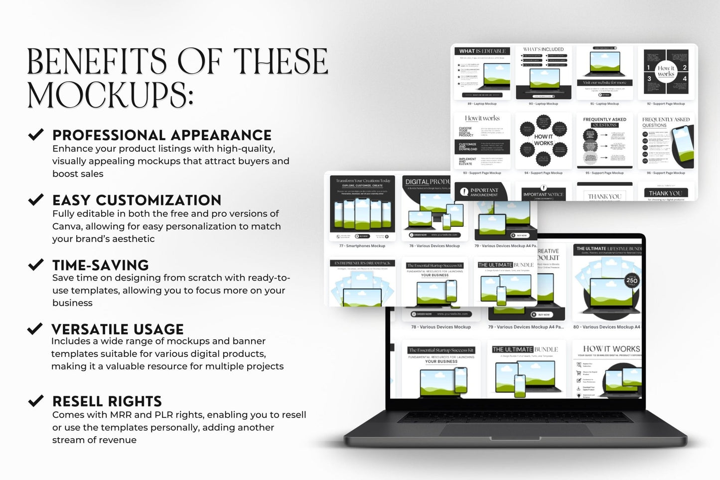 106 Digital Mockups & Etsy Banner Templates with Resell Rights | Canva Editable - Boundless PLR