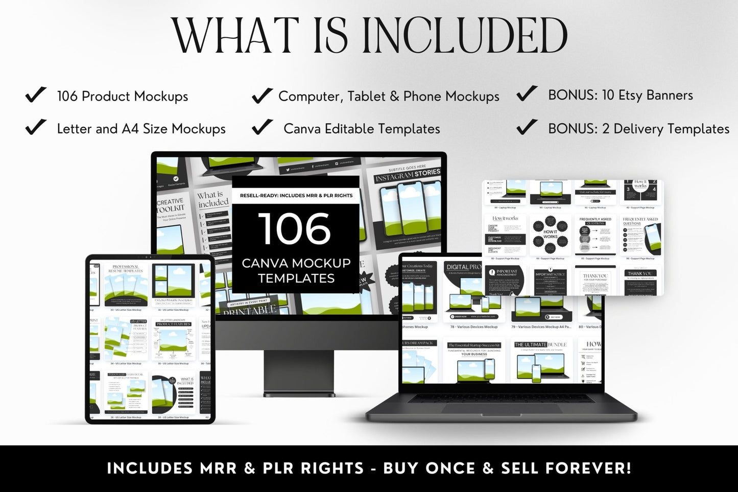 106 Digital Mockups & Etsy Banner Templates with Resell Rights | Canva Editable - Boundless PLR