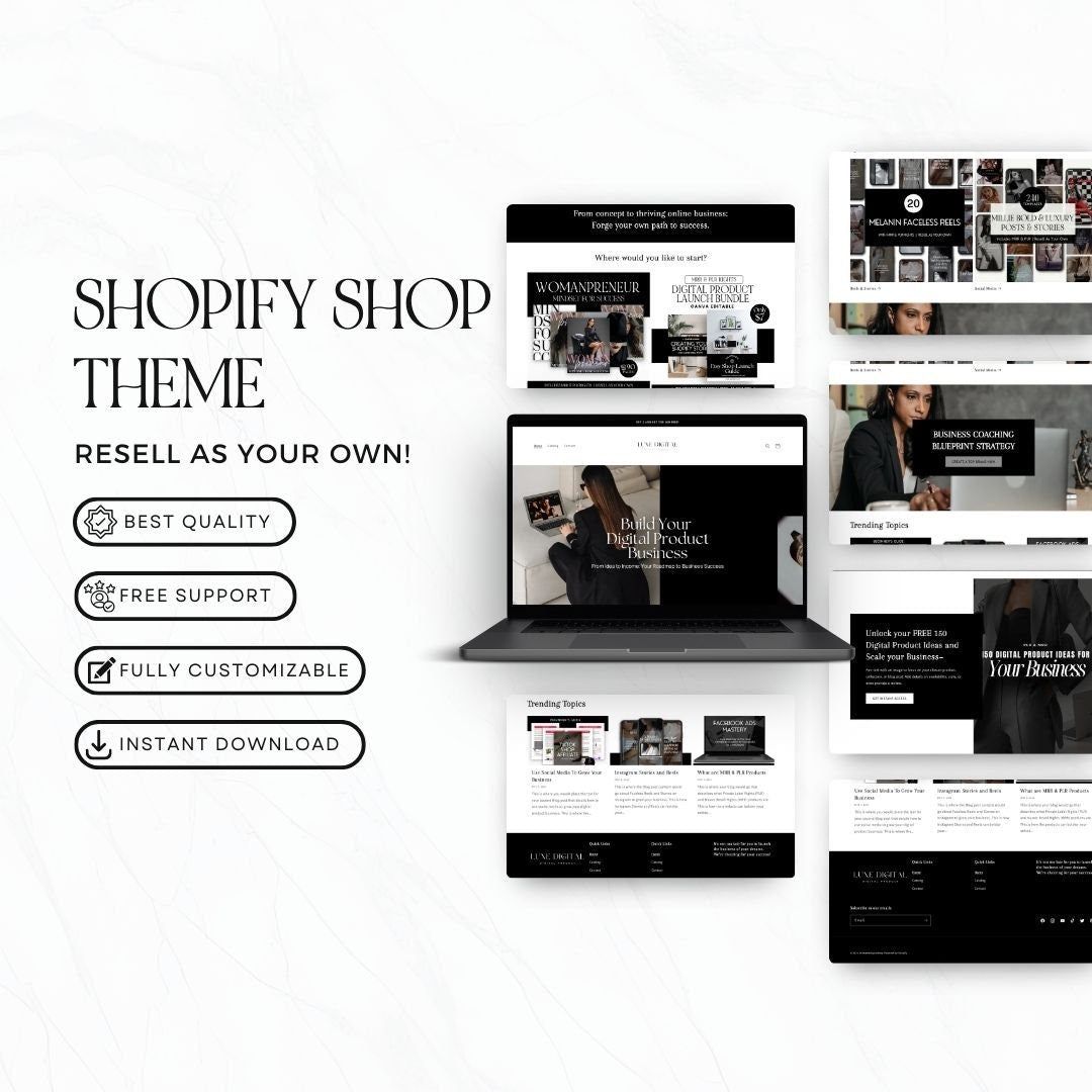 Premium Shopify Digital Product Theme with Bonuses – MRR & PLR Resell Rights
