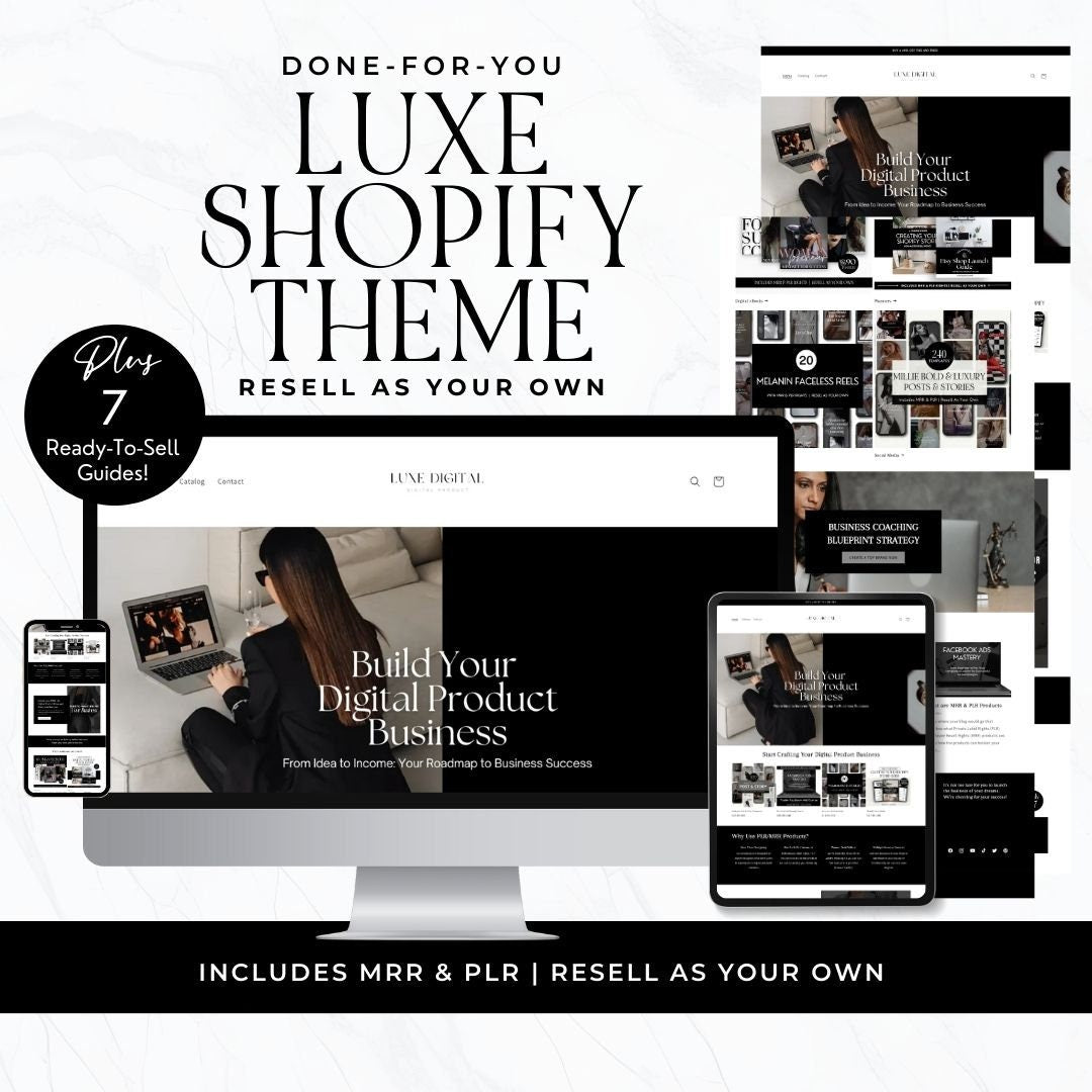 Premium Shopify Digital Product Theme with Bonuses – MRR & PLR Resell Rights
