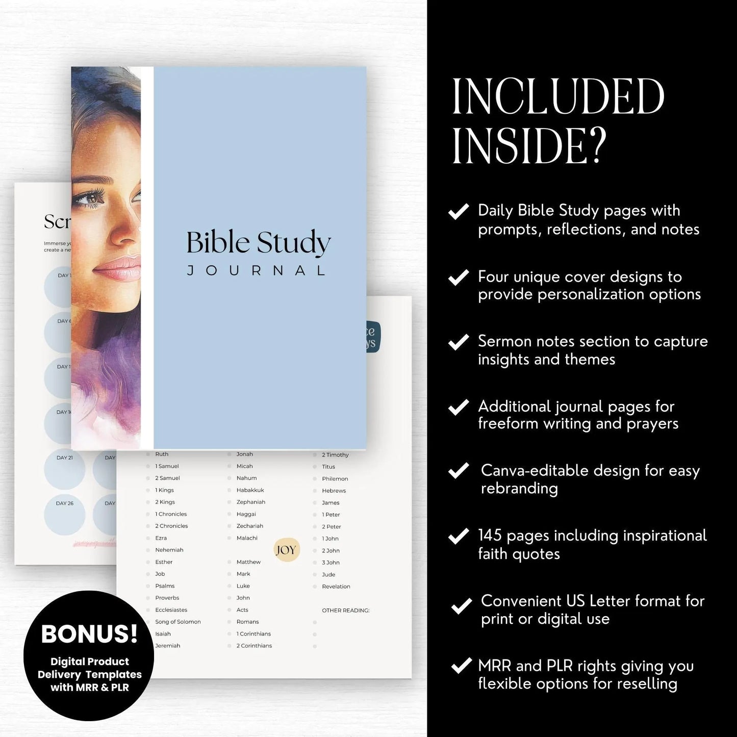 Bible Study Journal with MRR & PLR | Canva Editable Template - Sell On Etsy - Boundless PLR