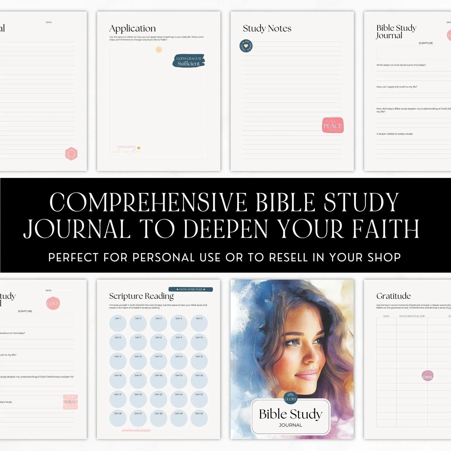 Bible Study Journal with MRR & PLR | Canva Editable Template - Sell On Etsy - Boundless PLR