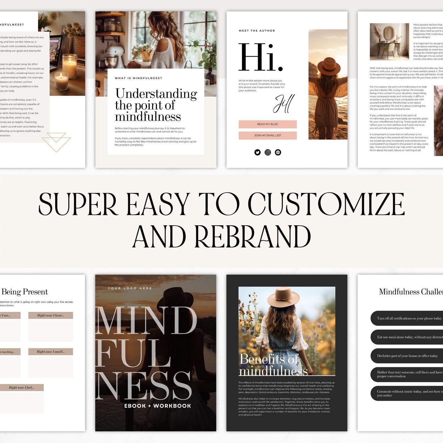 Mindfulness eBook & Workbook – Editable Canva Template with MRR & PLR - Self Improvement & Mindset - Boundless PLR