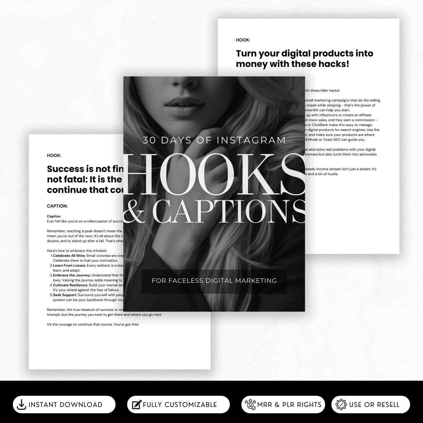 Instagram Hooks & Captions Bundle | MRR + PLR Resell Rights Boundless PLR