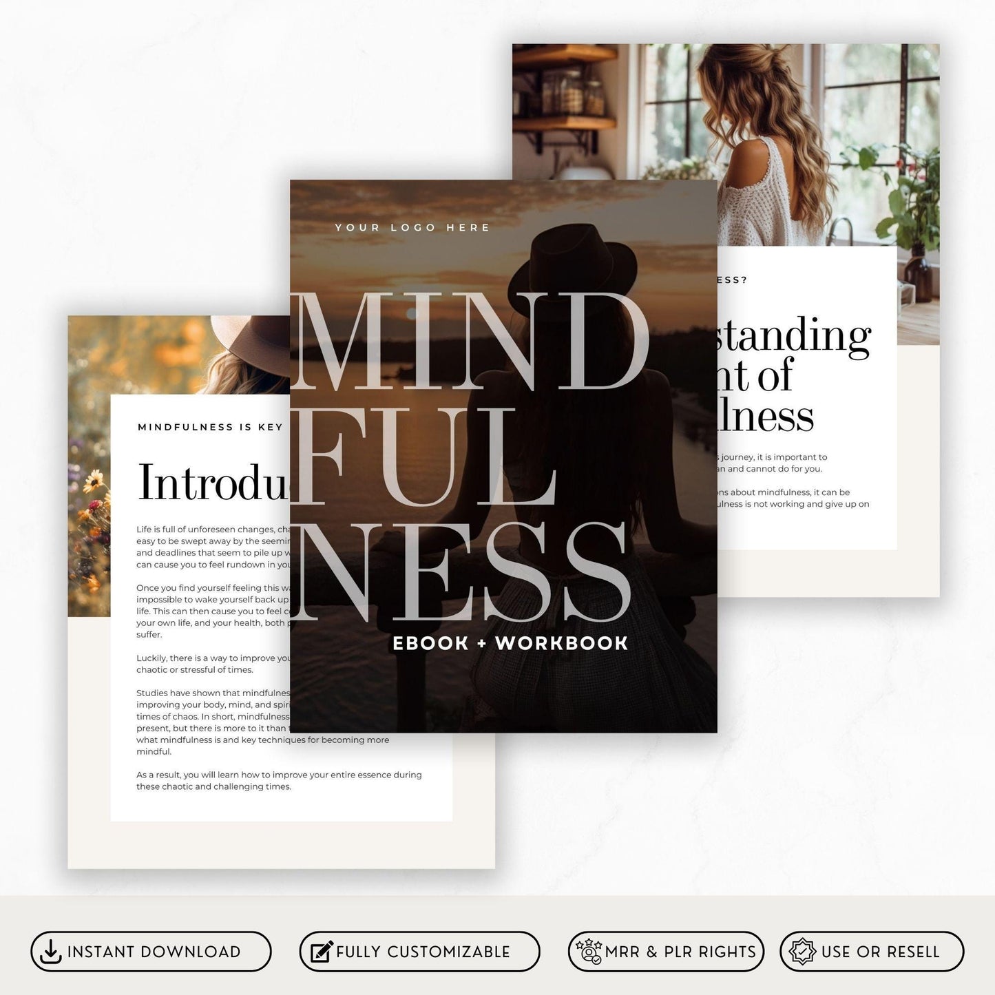 Mindfulness eBook & Workbook – Editable Canva Template with MRR & PLR - Self Improvement & Mindset - Boundless PLR