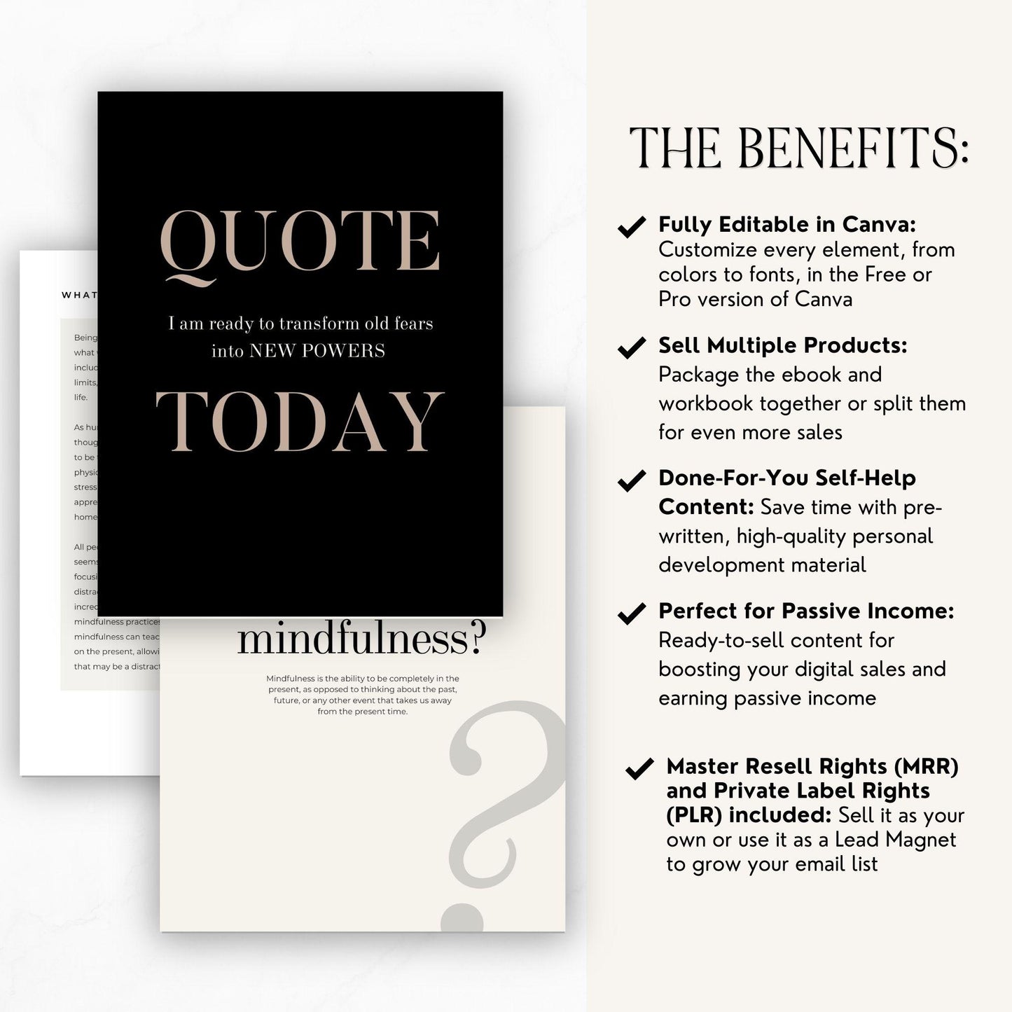 Mindfulness eBook & Workbook – Editable Canva Template with MRR & PLR - Self Improvement & Mindset - Boundless PLR
