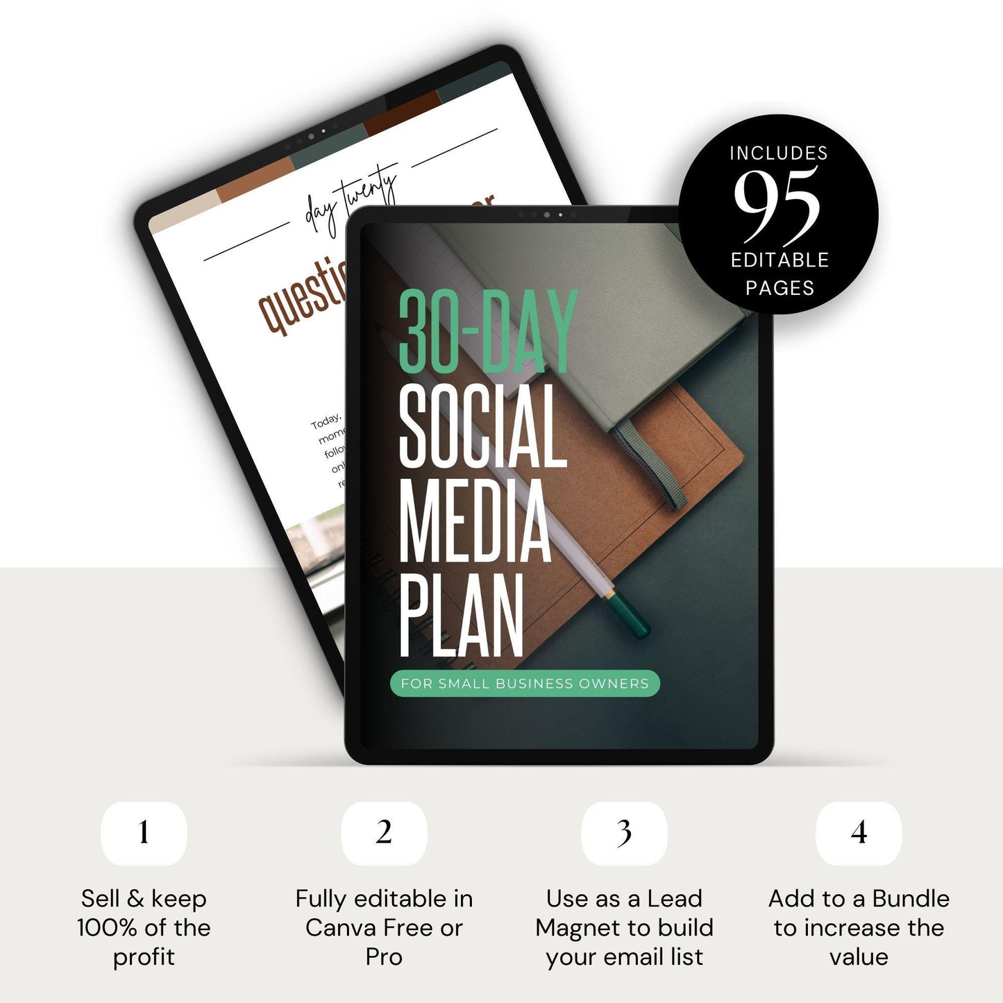 30-Day Social Media Plan | Editable Canva Template with MRR & PLR - ebook - Boundless PLR