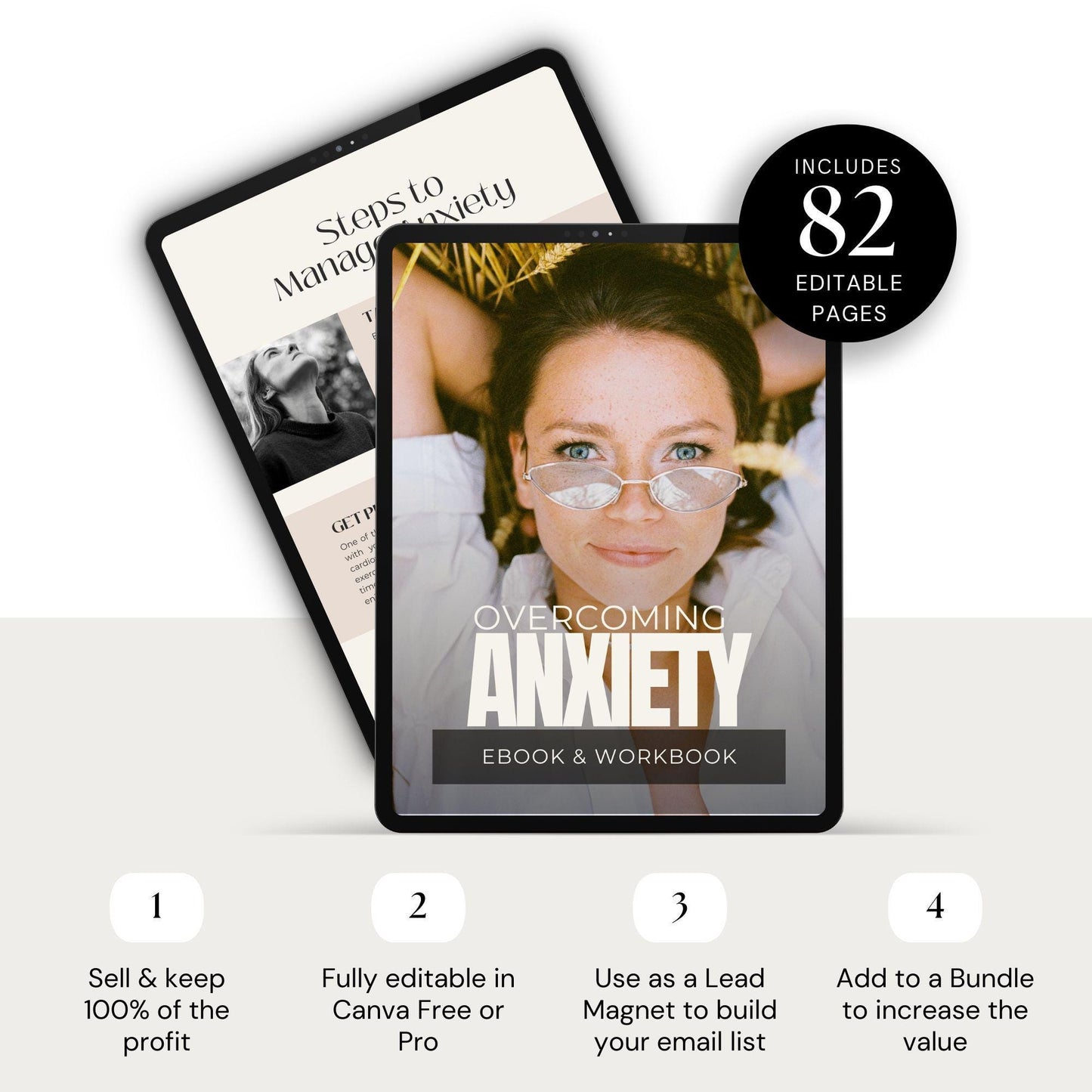 Overcoming Anxiety Ebook & Workbook | Canva Editable | MRR & PLR - Boundless PLR