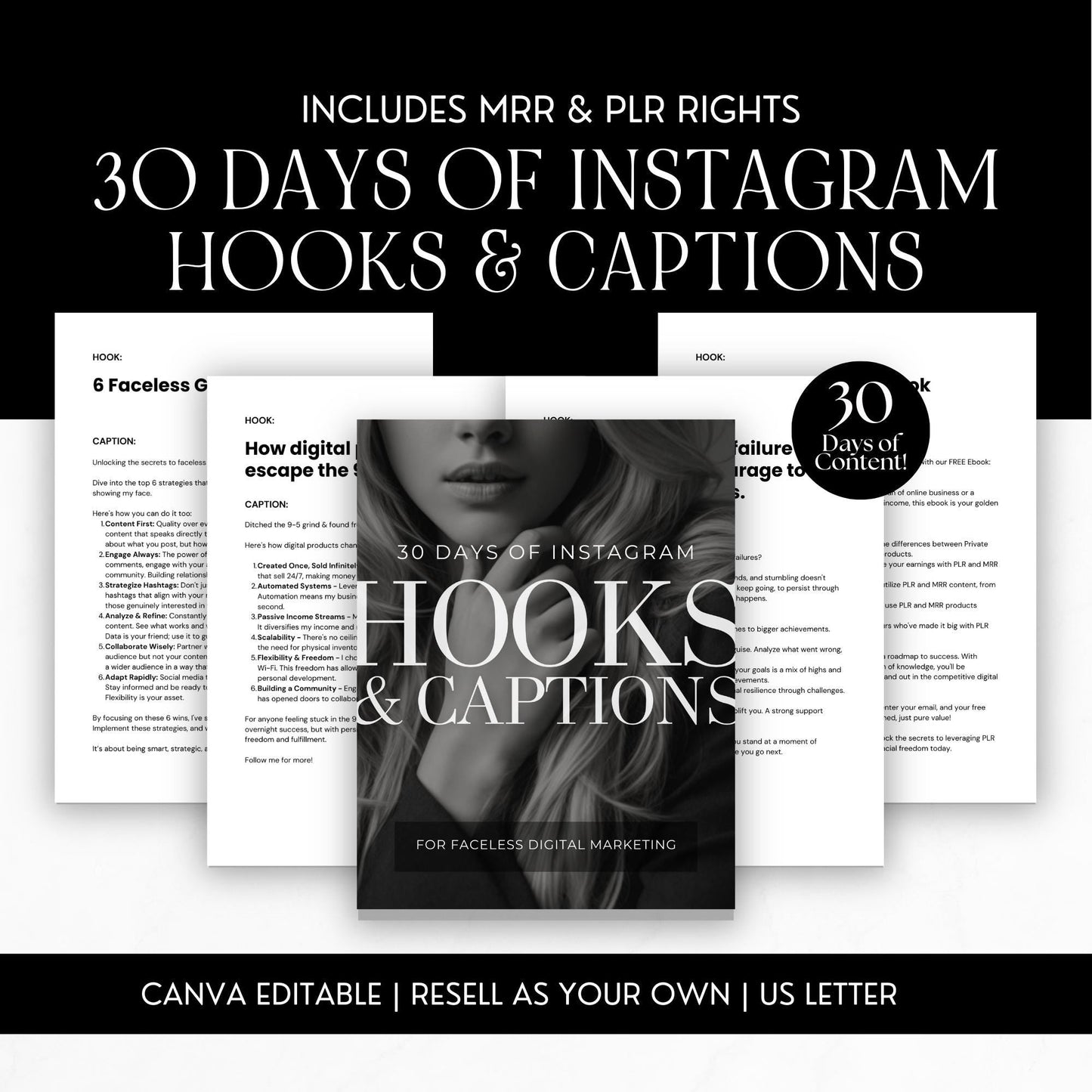 Instagram Hooks & Captions Bundle | MRR + PLR Resell Rights Boundless PLR