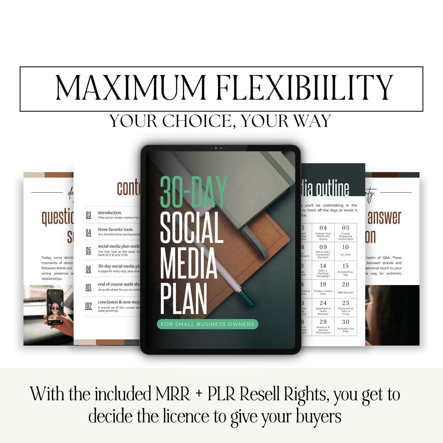 30-Day Social Media Plan | Editable Canva Template with MRR & PLR - ebook - Boundless PLR
