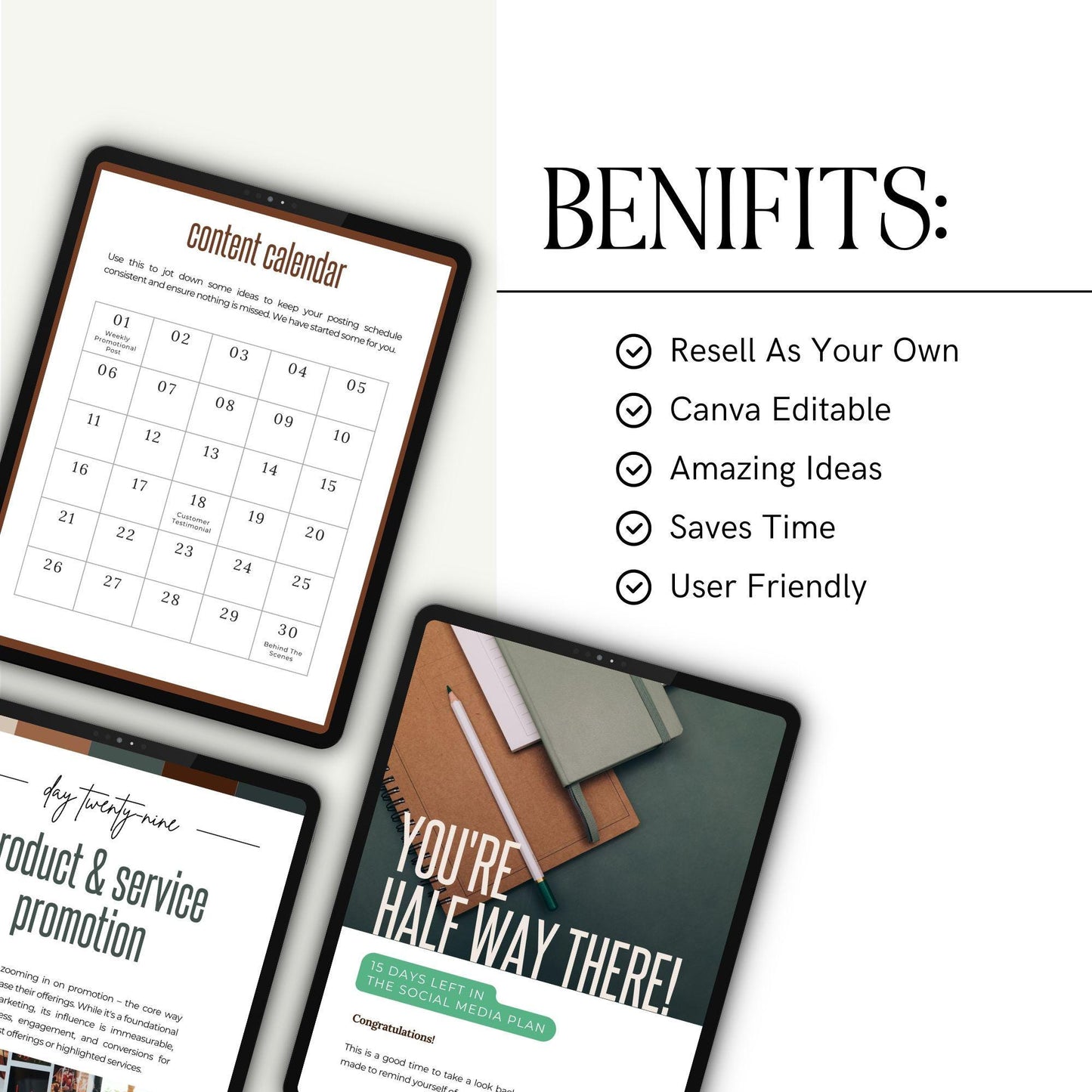 30-Day Social Media Plan | Editable Canva Template with MRR & PLR - ebook - Boundless PLR