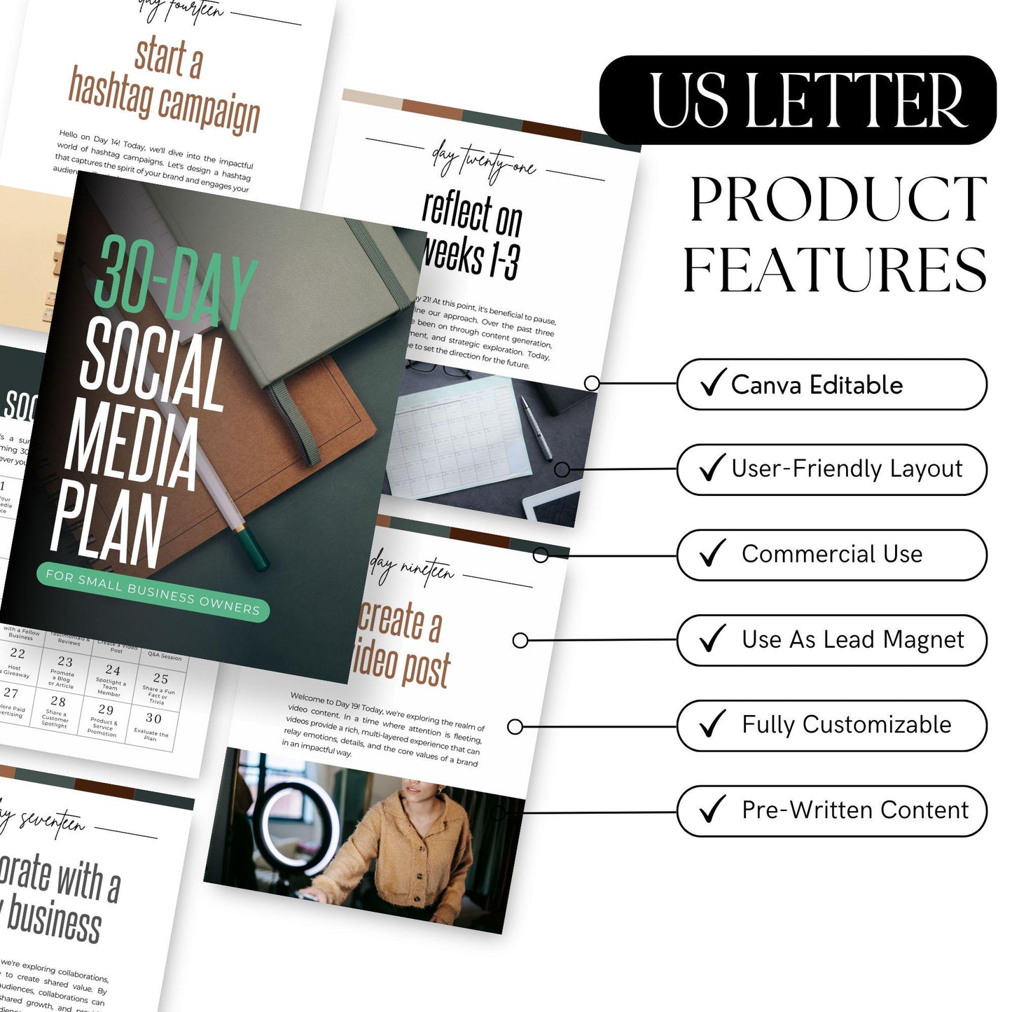 30-Day Social Media Plan | Editable Canva Template with MRR & PLR - ebook - Boundless PLR