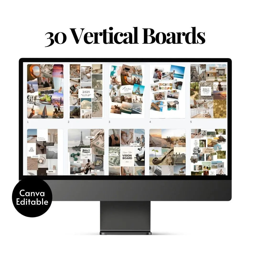 Vision Board Workbook & Journaling Guide Bundle - Editable with MRR & PLR - Boundless PLR