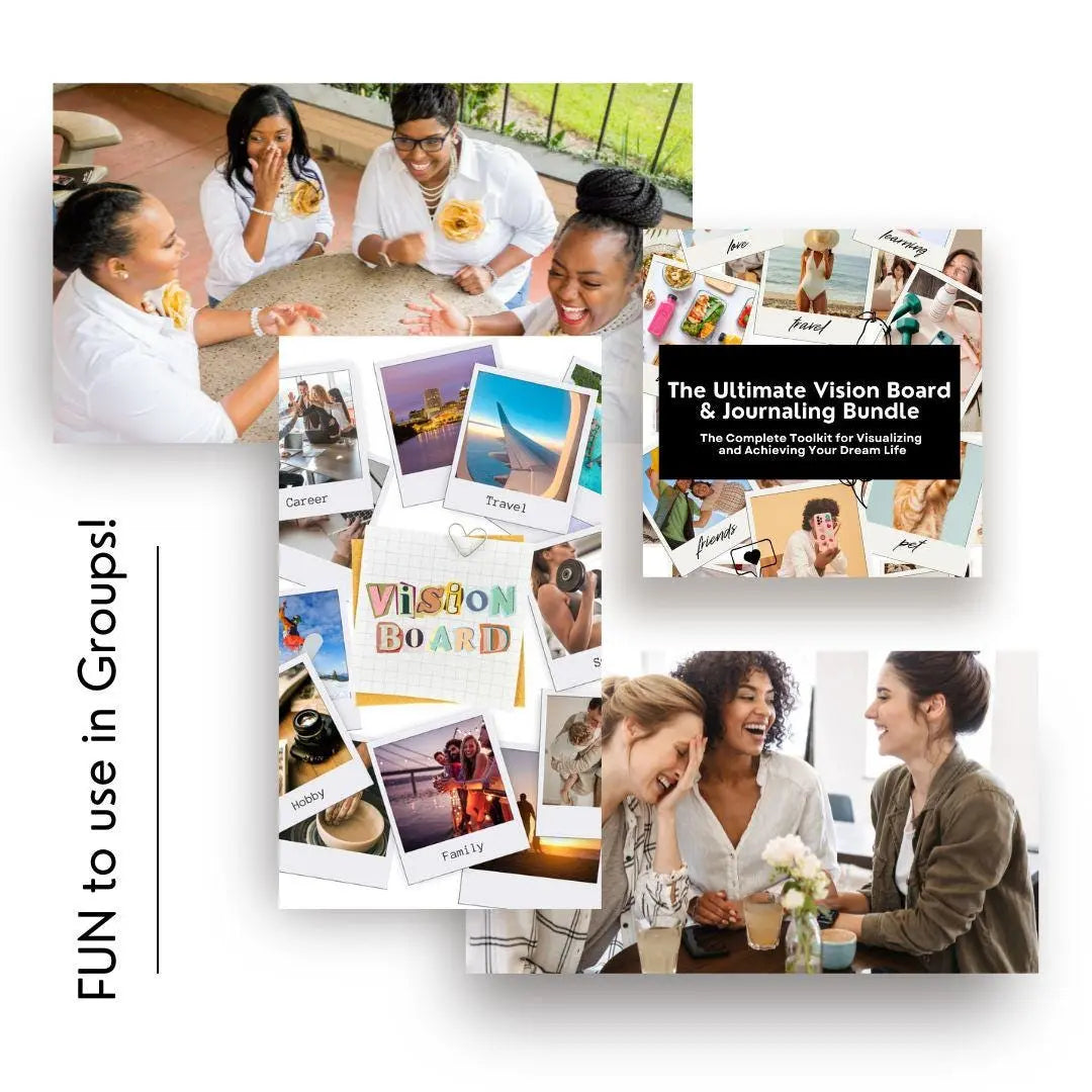Vision Board Workbook & Journaling Guide Bundle - Editable with MRR & PLR - Boundless PLR