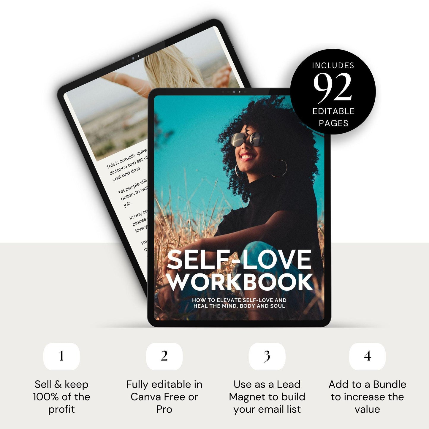 Self-Love Unleashed eBook & Workbook – Editable Canva Template with MRR & PLR
