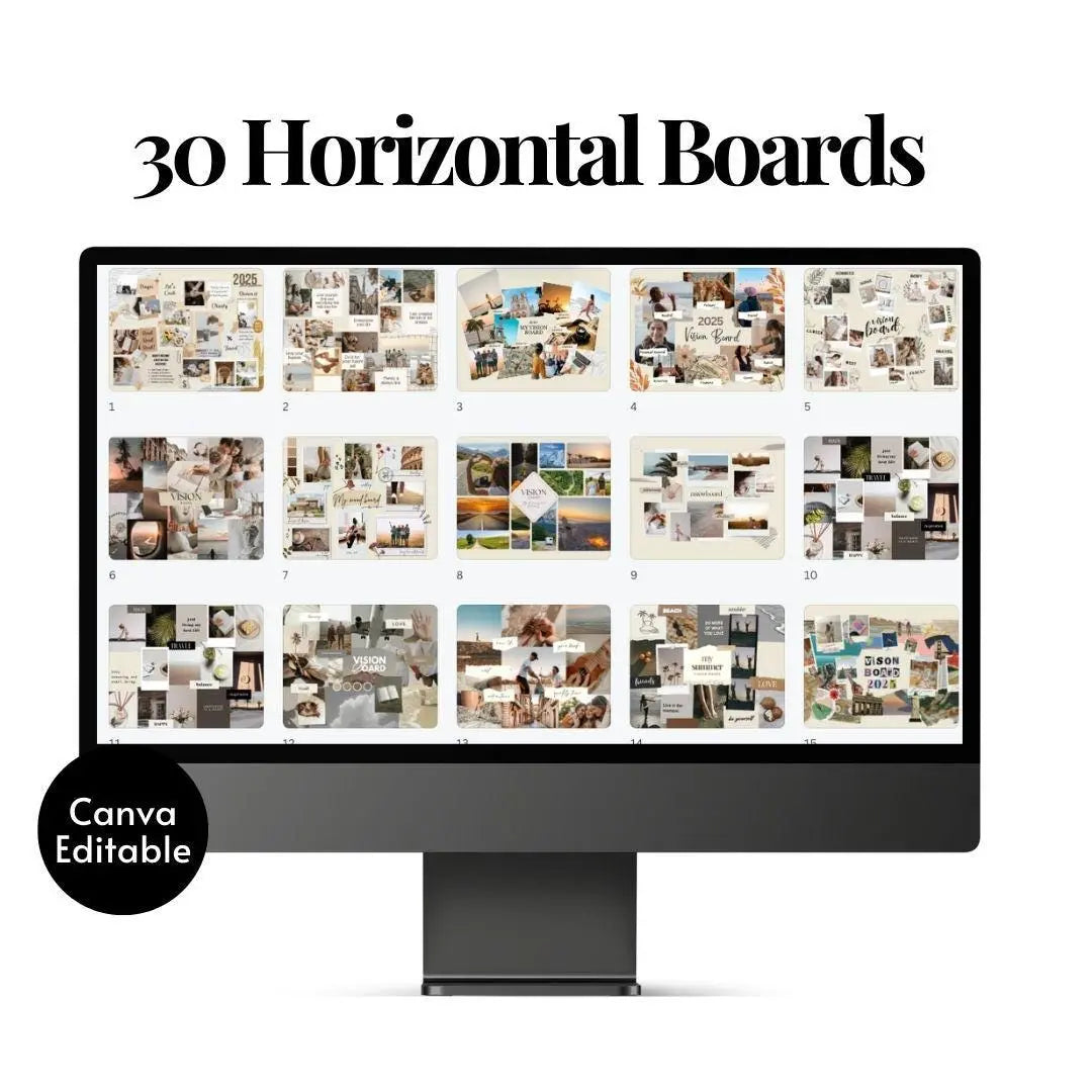 Vision Board Workbook & Journaling Guide Bundle - Editable with MRR & PLR - Boundless PLR