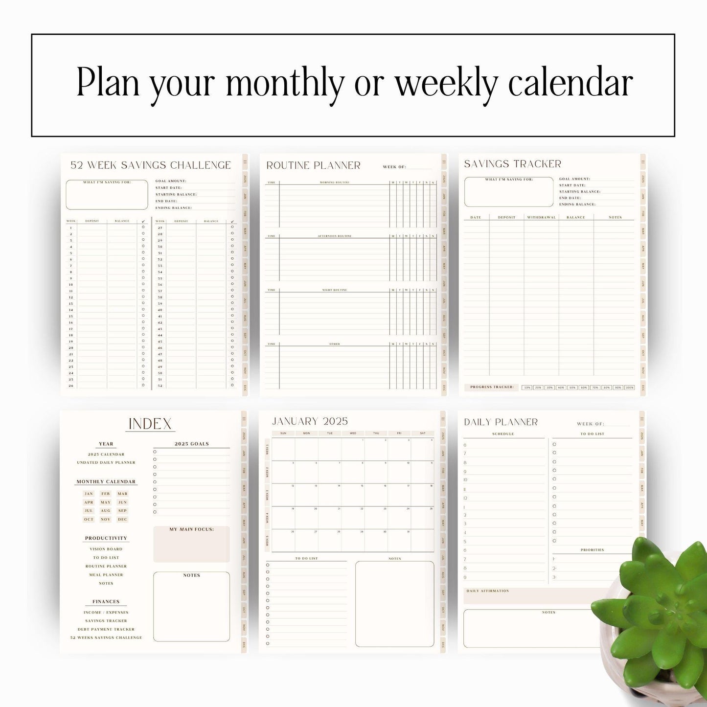 2025 Aesthetic Digital Planner | Editable Canva Template with MRR & PLR