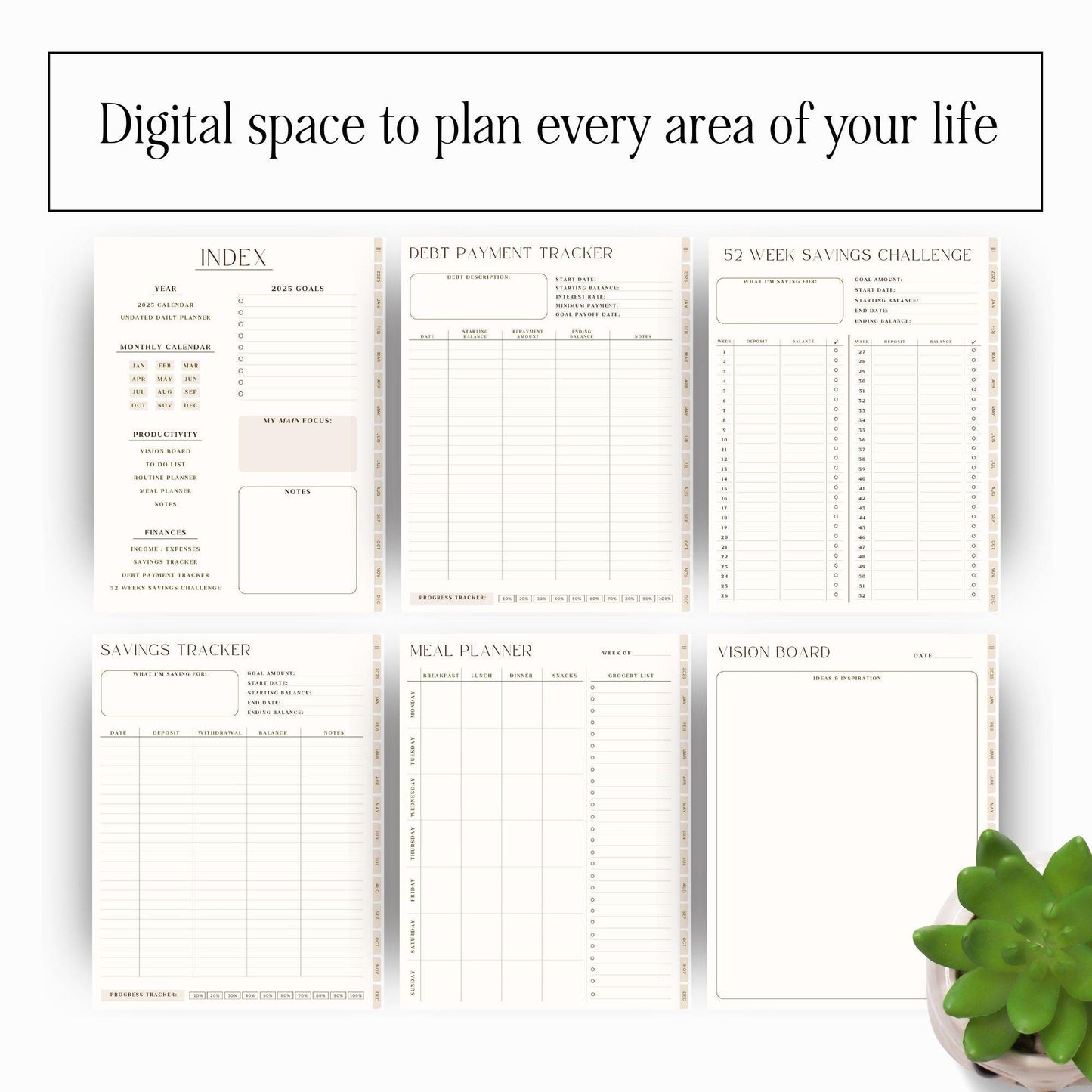 2025 Aesthetic Digital Planner | Editable Canva Template with MRR & PLR